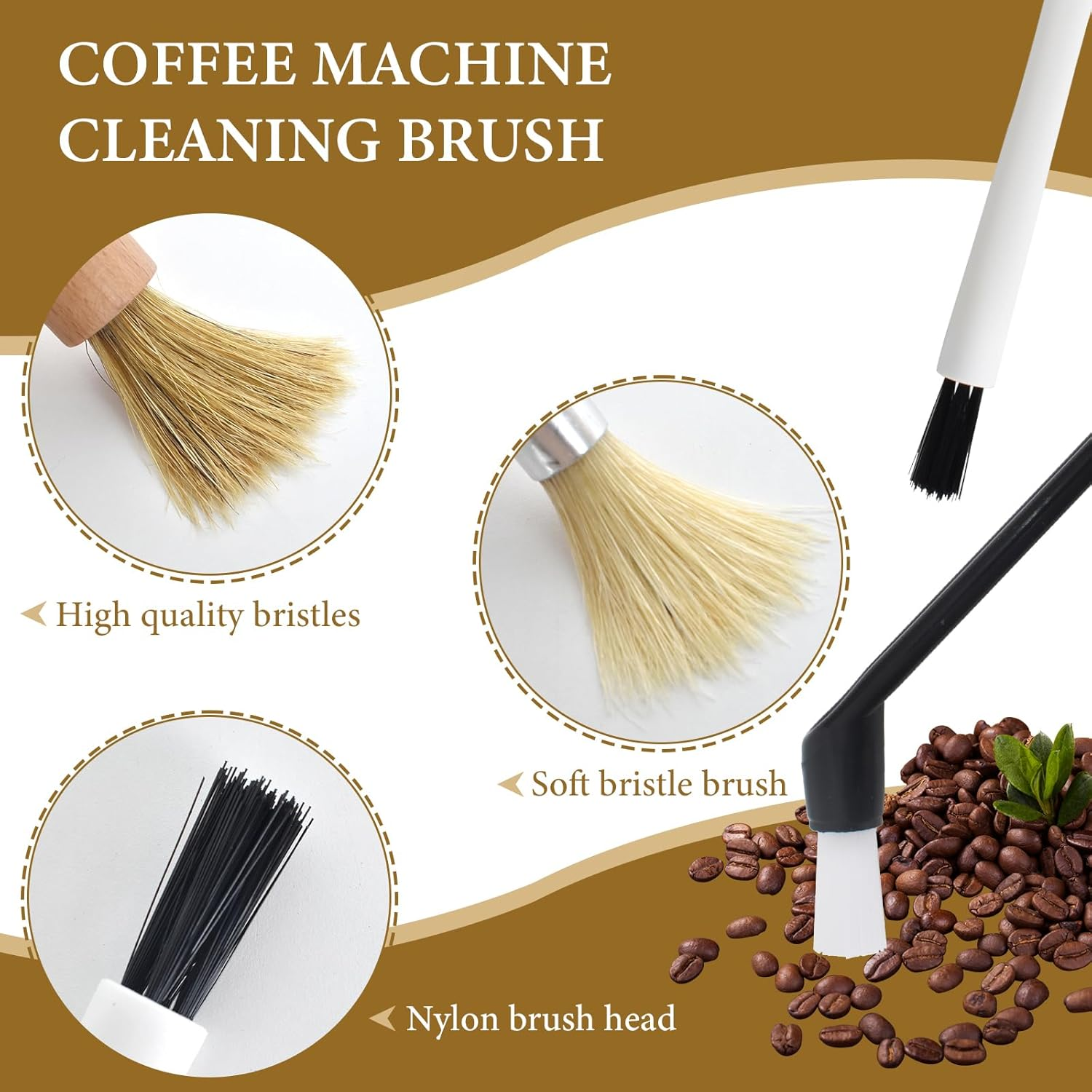 Coffee Machine Cleaning Set,5Pcs Coffee Grinder Brush with Spoon,Espresso Machine Cleaning Tool in Solid Wood,Ground Coff Cleaning Brush,For Bar,Bottle Teapot Nozzle & Air Blower image number 2