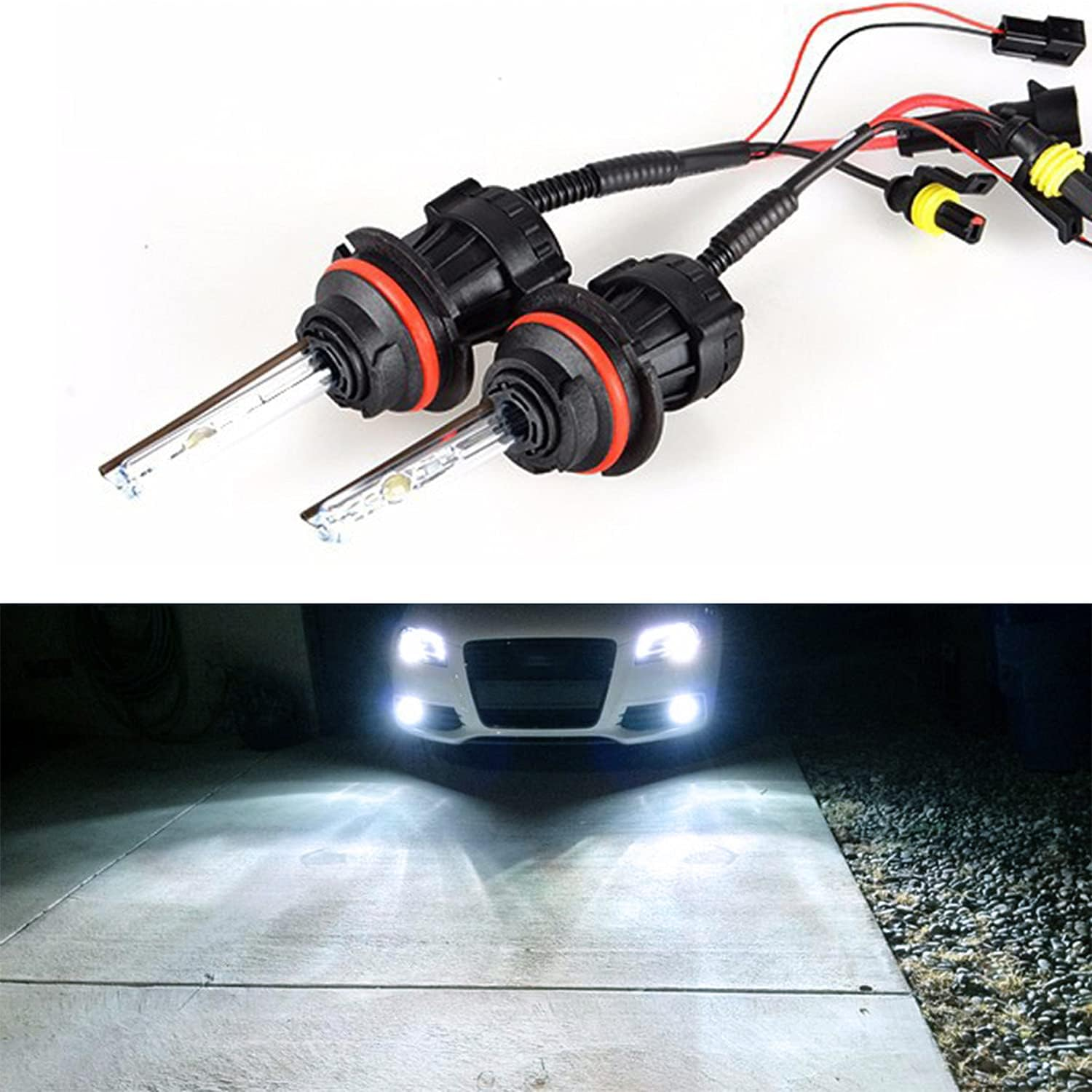 H13 9008 Bi-Xenon HID Bulbs 35W Super Bright Dual Hi/Lo Headlight Bulb Replacement, 8000K Ice Blue, Pack of 2 image number 3