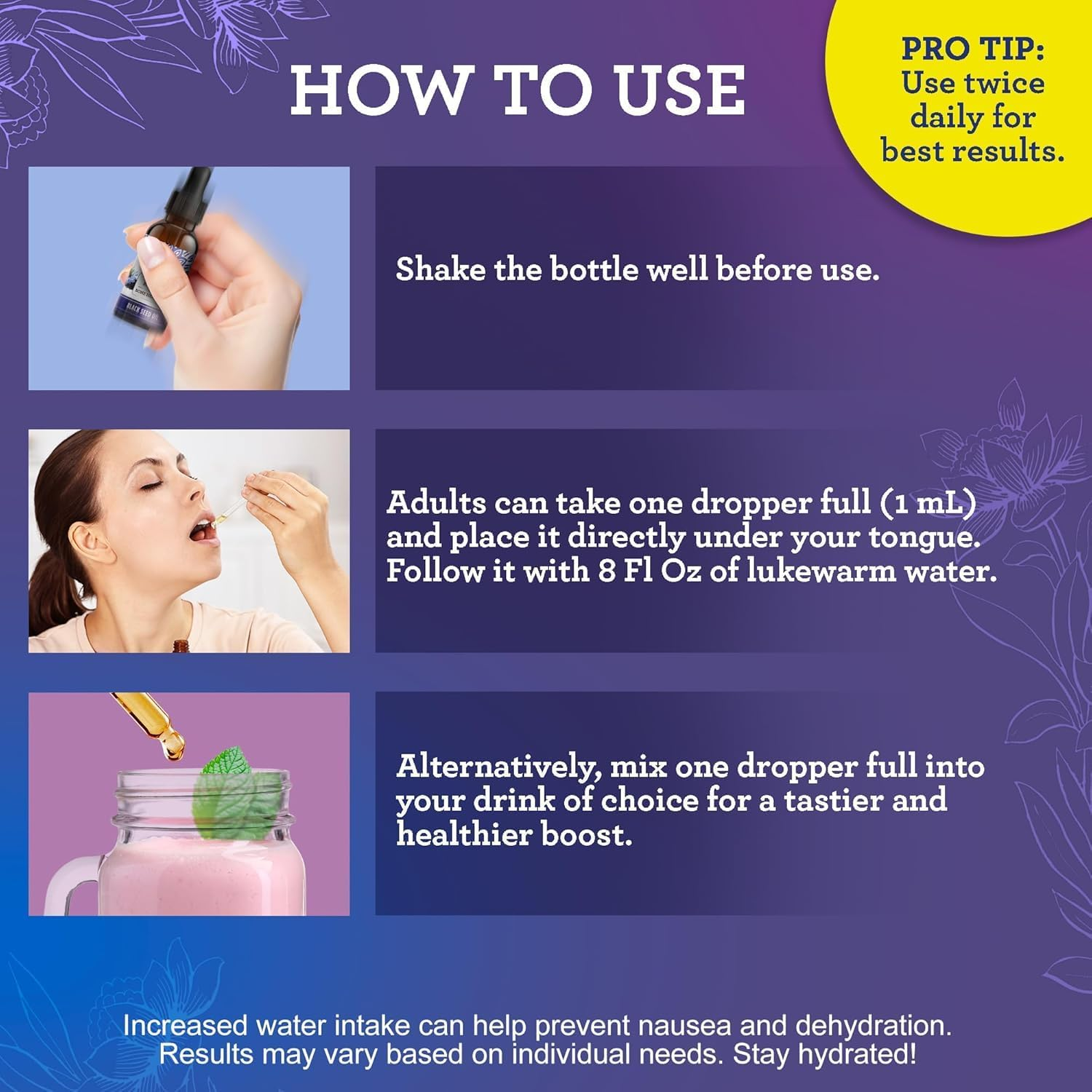 Gurunanda Black Seed Oil, Cold-Pressed Nigella Sativa - Rich in Vitamin D3 5000 Units, K2 & E, High Thymoquinone | Potent Antioxidant for Immune Support, Non-Gmo, 2 Fl.Oz image number 1