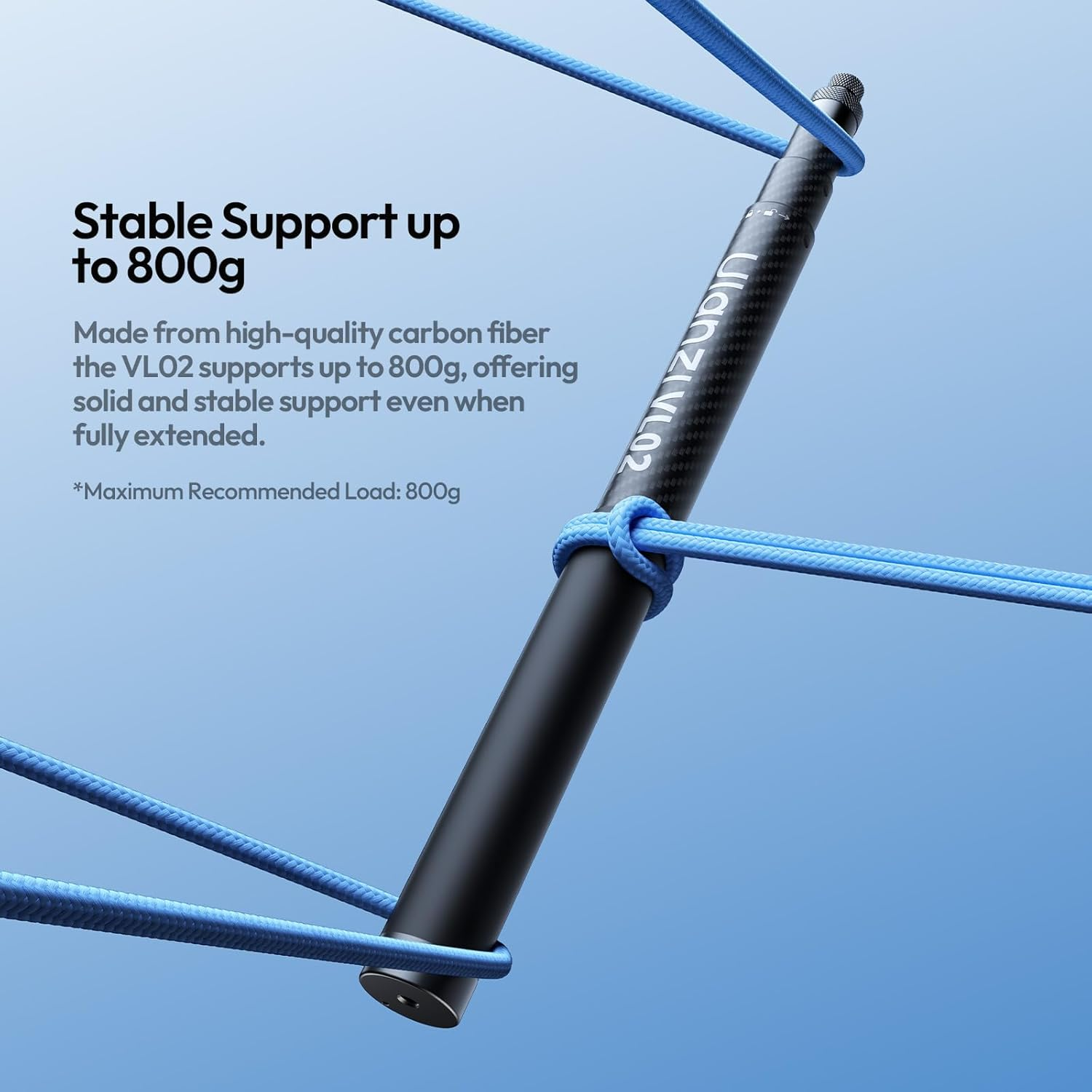 ULANZI VL02 2.7M Carbon Fiber Extended Invisible Selfie Stick, Compatible with Insta360 X5/X4/X3/Ace Pro/Go 3S/ONE X2/DJI Osmo 360, Extension Pole Waterproof Handle Grip for Gopro, Phone and More image number 3