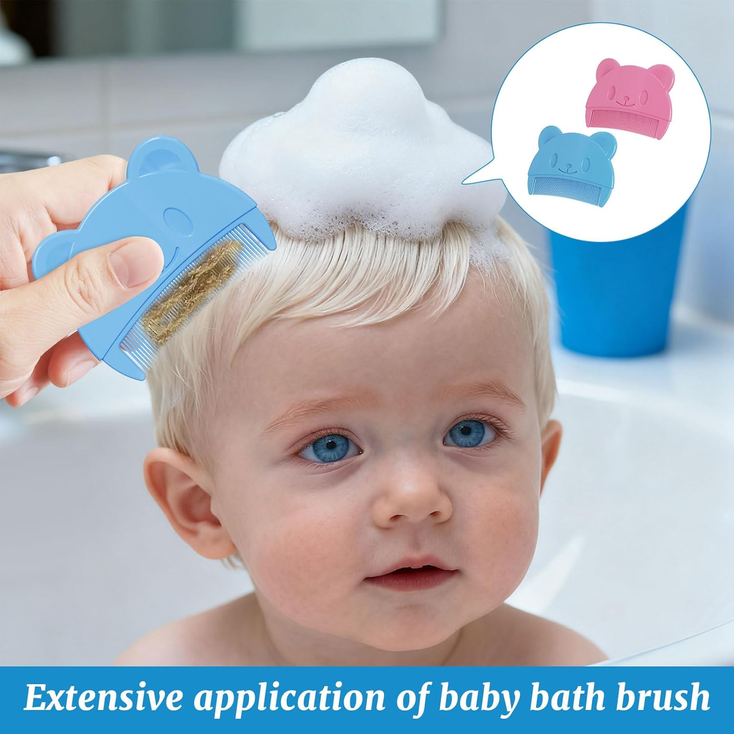 Baby Brush, 4Pcs Cradle Cap Brush, Cradle Cap Comb, 2Pcs Baby Bath Comb, Bath Silicone Brush, Skin Scrubber Baby Essential, Suitable for Kid Dry Skin, Eczema, Massage and Exfoliator image number 1