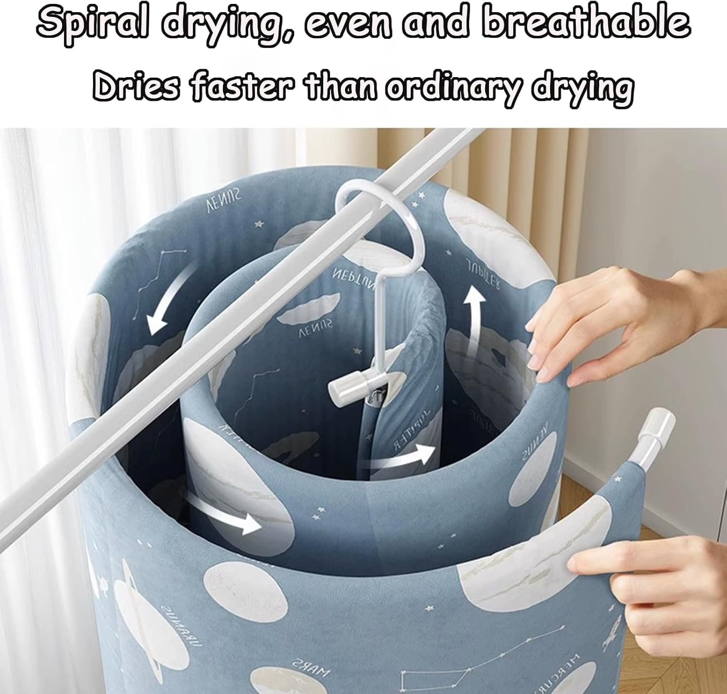 Taoluwin Spiral Sheet Hanger, 360&deg; Rotating Bed Sheets Drying Rack with Thickened Frame, Space-Saving Quilt Hanger for Faster Airflow & Fabric Protection image number 1