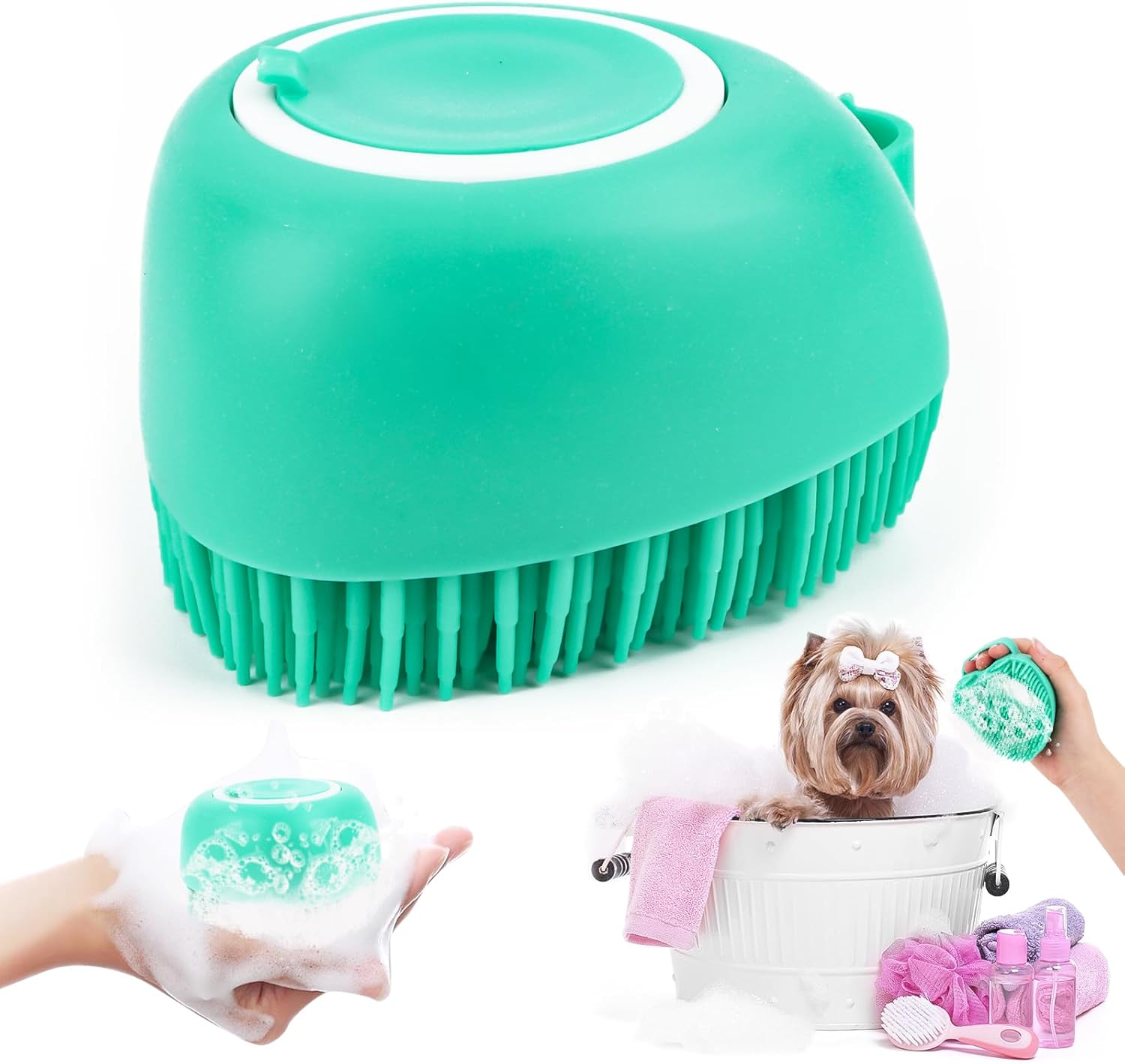 Dog Bath Brush, Dog Washing Brush Made of Soft, Massage Brush for Dog Shower, Dog Soap with Soap Dispenser Shower Brush Silicone Bath Brush Dog Soft Dog Brushes for Dogs and Cats image number 3