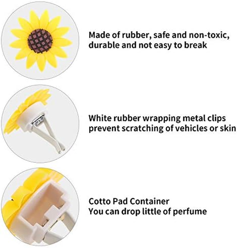6 Pieces Car Air Freshener Sunflower Car Accessories Sunflower Air Vent Clips Cute Car Air Freshener Sunflowers Gift Decorations Girasoles Car Clip Interior Air Vent Decorations image number 6