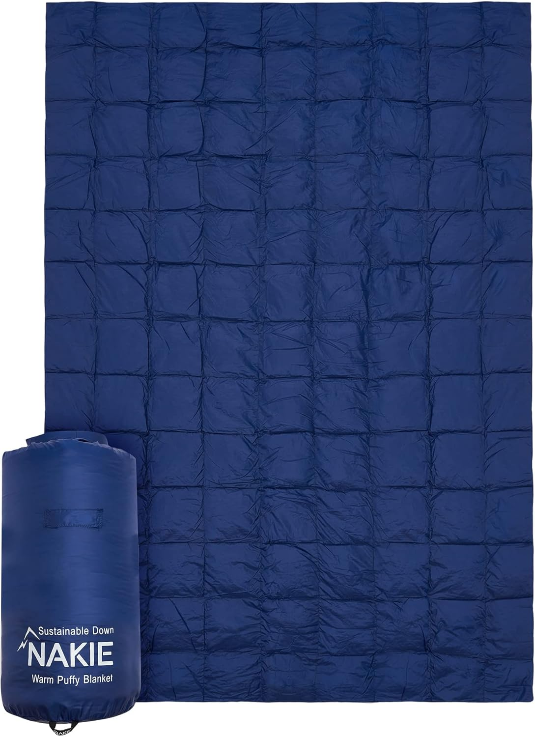 Nakie Puffy Blanket - Compact, Light Weight Portable, Camping, Travel and Hiking, Sustainable (Mountain Blue)
