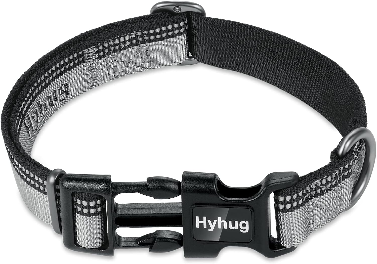 Hyhug Design Double-Color Nylon Jacquard Webbing, Heavy-Duty Classic Basic Collar, Quick Release Buckle, Specially Designed for Gentle Breeds Dogs. (Medium, Ultimate Gray) image number 2
