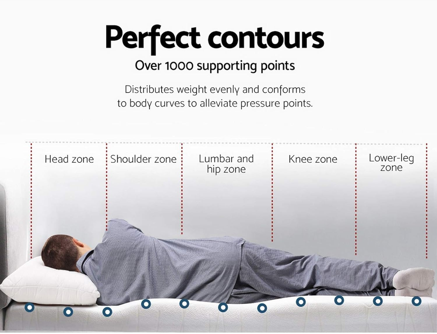 Giselle Bedding 8Cm Thick Double Memory Foam Mattress Topper, Foldable Bed Mattresses Toppers Protector Bamboo Cool Cover Sleeping Mat Home Bedroom, Removable Washable White Blue image number 5