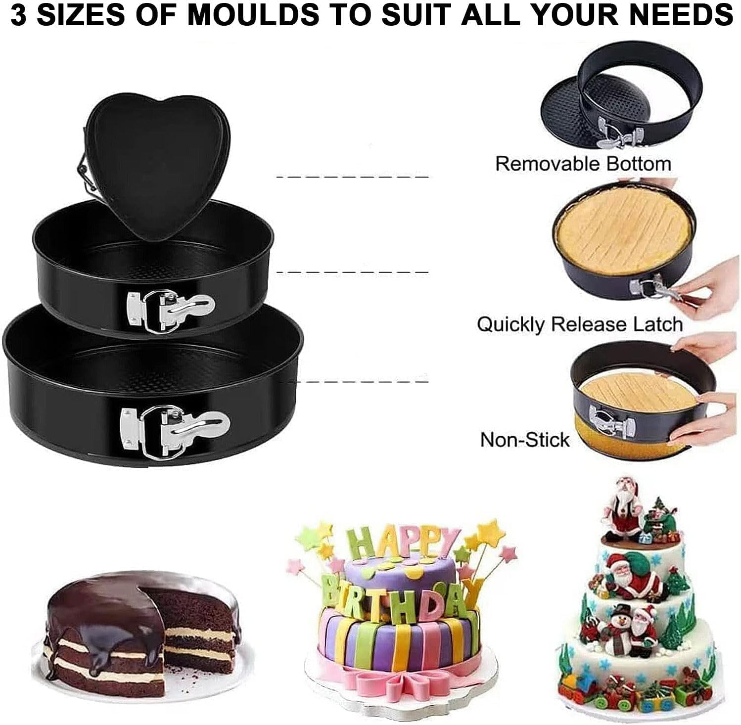 536PCS Cake Decorating Kit Baking Supplies with 3 Springform Pans Set, 60 Piping Tips, Cake Rotating Turntable, Spatulas, Fondant Tools and More, Cake Baking Supplies Set for Beginners and Cake Lovers image number 4