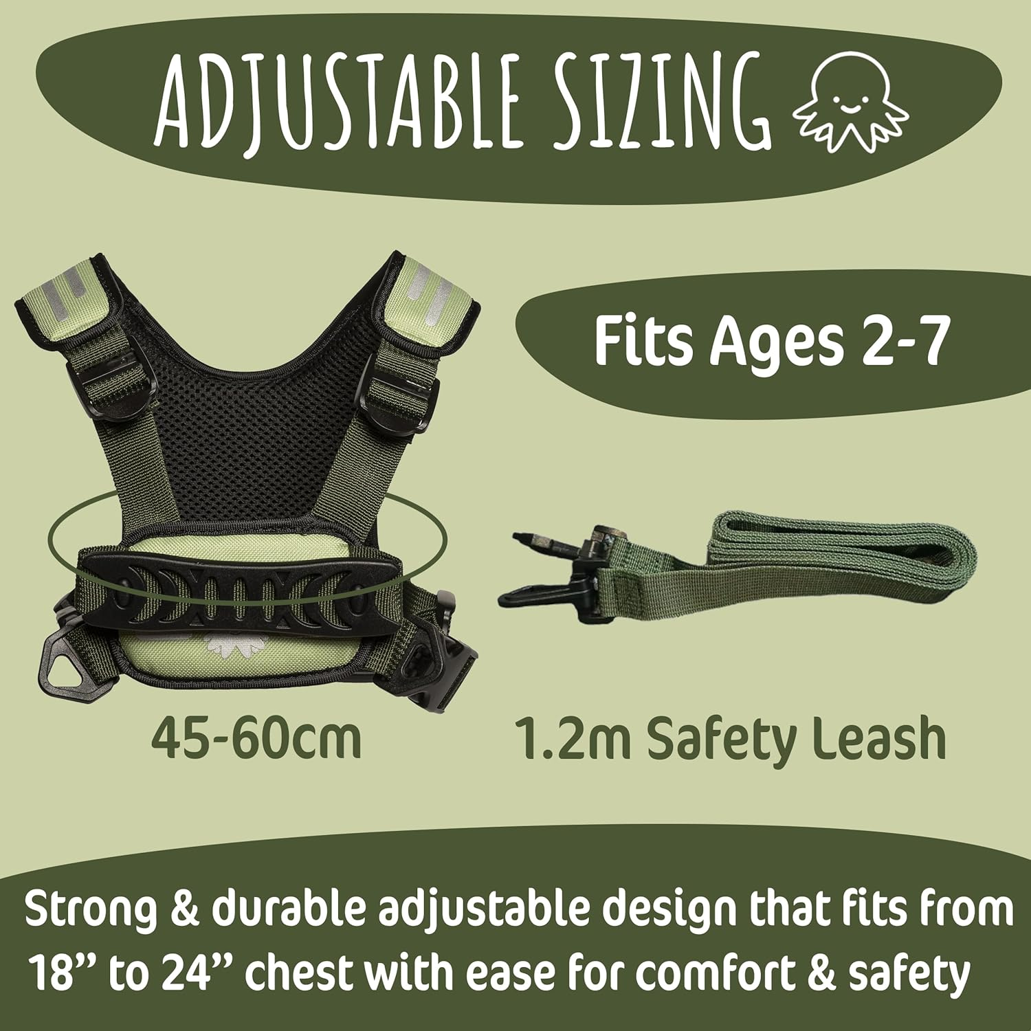 Hobbledehoo Child Harness Safety for Kids Toddlers Aged 2-7 Walking Supporting SEN Special Needs Leash (Green) image number 5