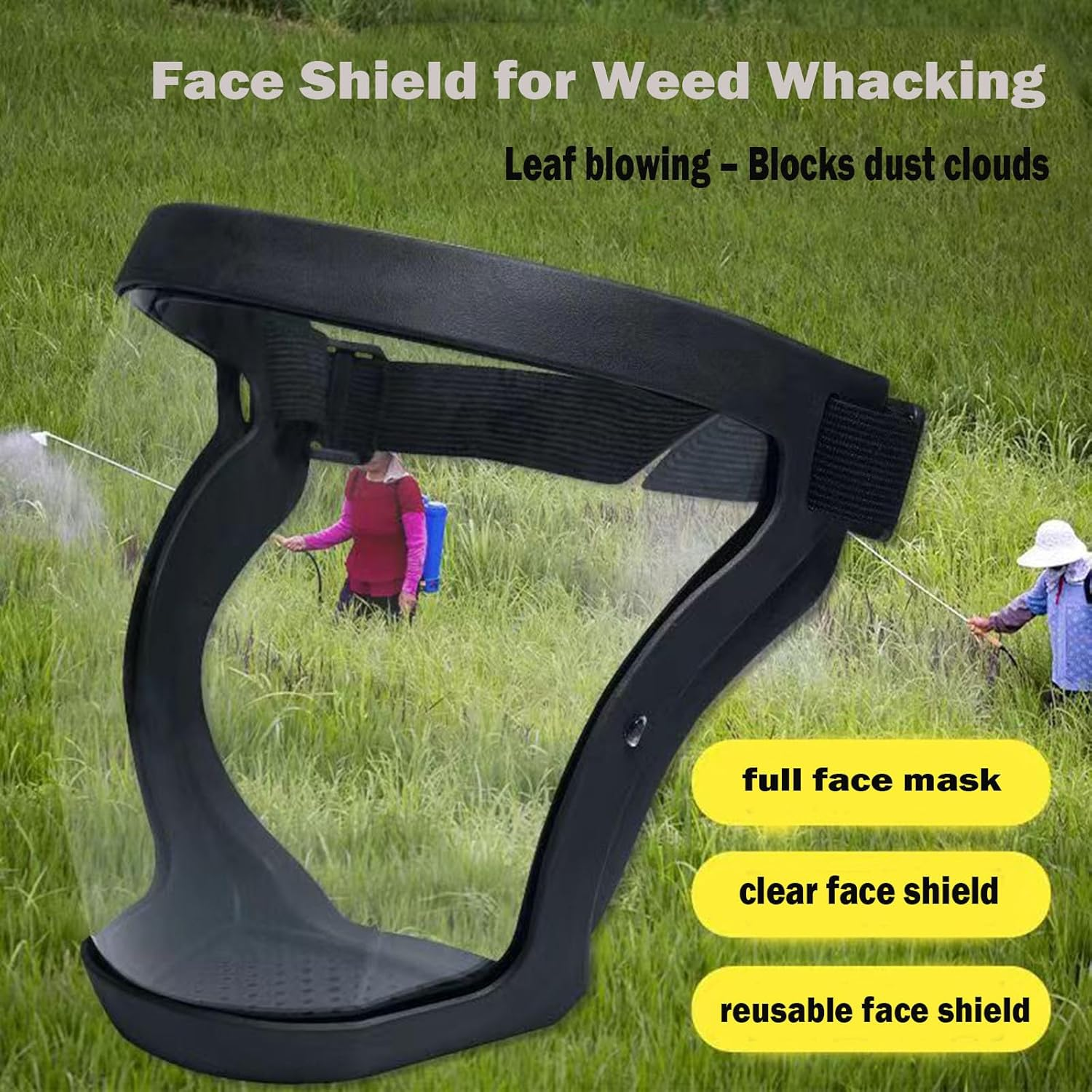 2 Pcs Face Shields for Weed Whacking,Anti-Fog Protective Full Face Mask,Safety Face Shield for Grinding and Cutting,Clear Face Shield for Weed Whacking Reusable image number 3