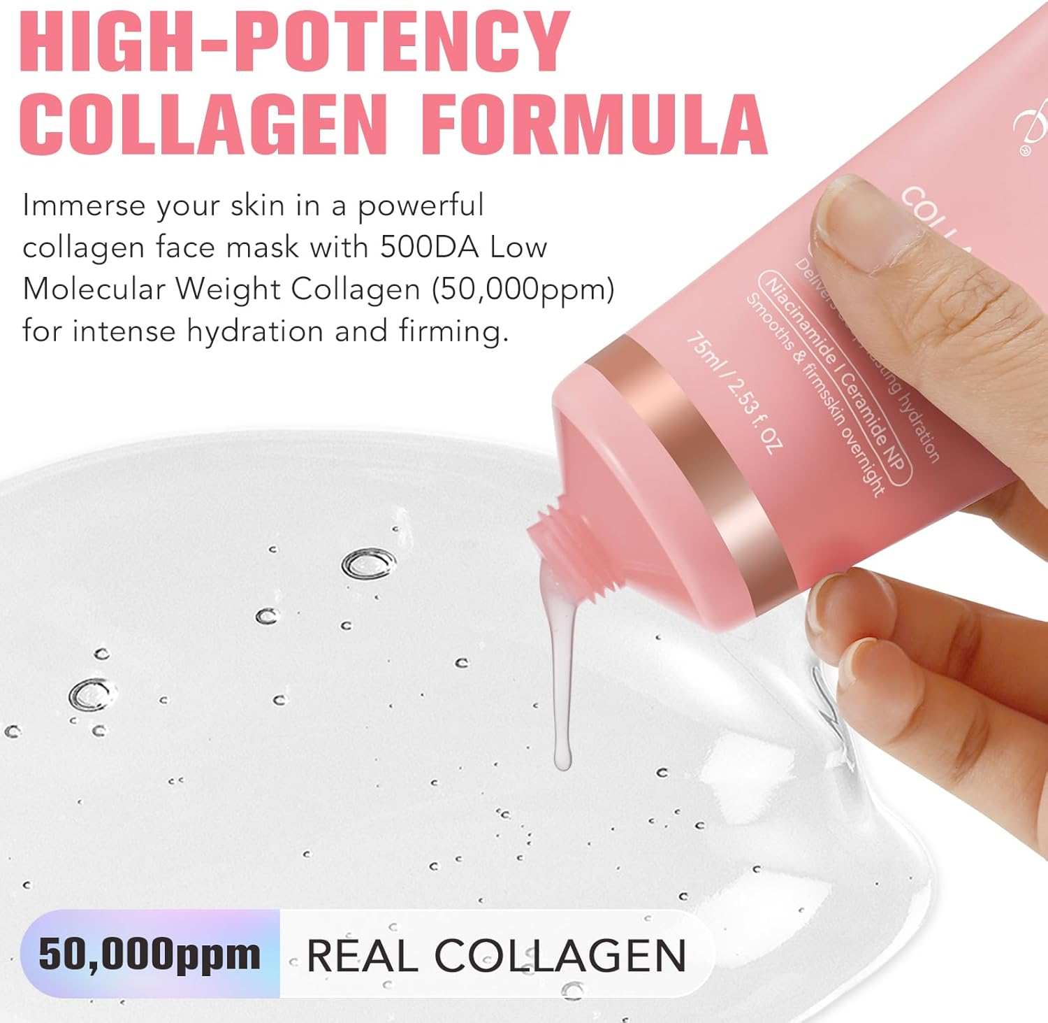 Smyrna Store Collagen Peel-Off Overnight Mask 75Ml with Applicator &ndash; Hydrating, Firming & Glow Skincare for Wrinkle Reduction