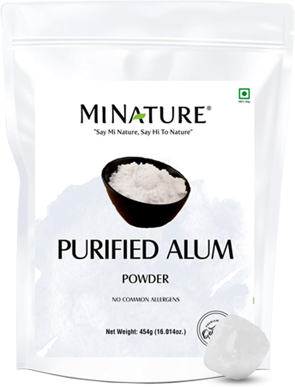 Mi Nature Alum Powder Potassium (Fitkari/Phitkari) -100% Natural Skincare for Acne, Odor Control & Water Purification Face Mask for |Pore Refining 454G (16Oz) |Face Pack Powder |Cruelty-Free image number 2