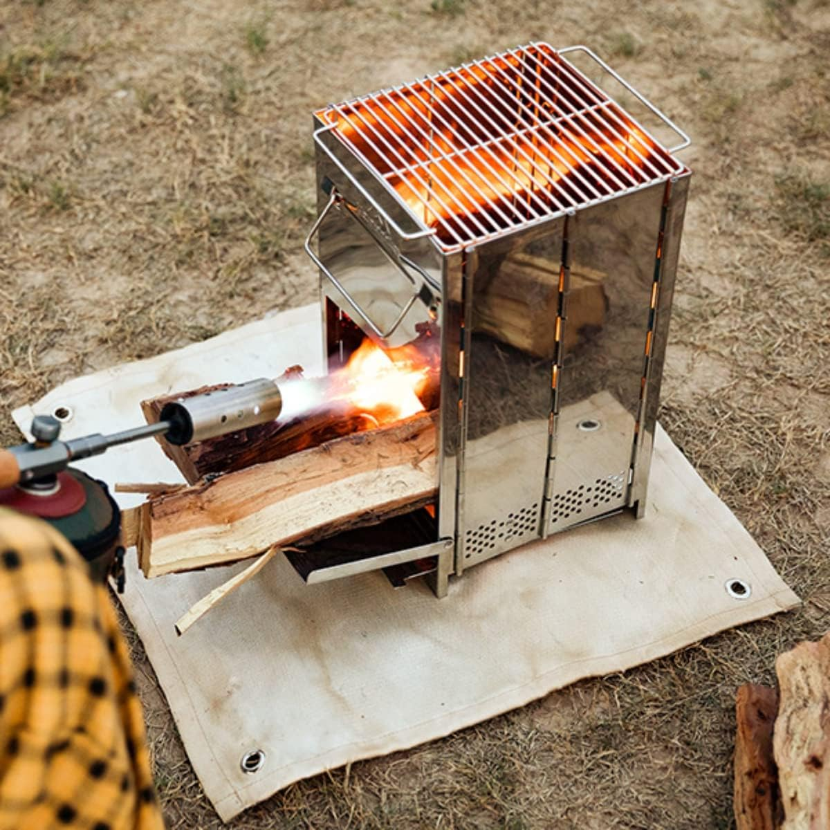 Portable Outdoor Cooking Stove, Grill & Fire Pit - Wood, Twig, Charcoal, Alcohol - Cast Iron - Camp Stove image number 4