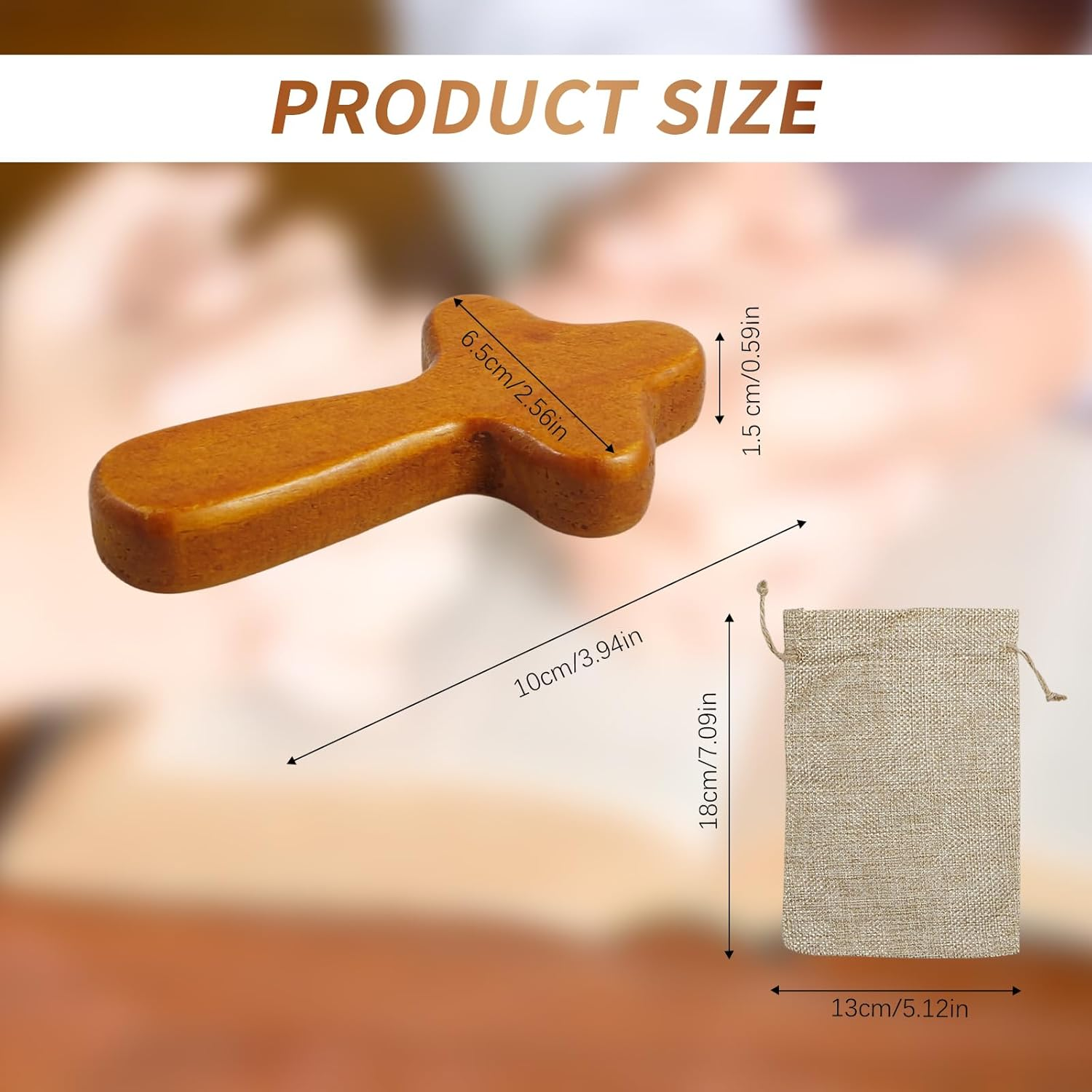 Wooden Cross, 10Cm Wooden Crucifix, Olive Wood Religious Keepsake with Portable Woven Sack, Symbol of Christian Faith, for Daily Inspiration, Baptisms and Commemoration image number 5