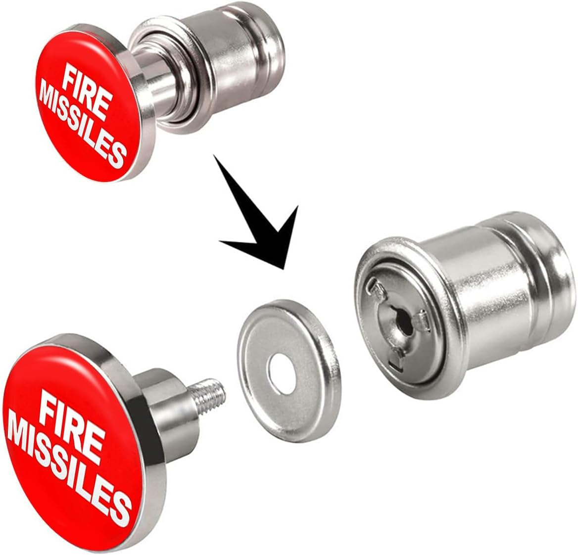 AUCELI Fire Missiles Button Car Cigarette Lighter Plug, Aluminum Alloy Push Button Cigarette Lighter Replacement for Most Vehicles with Standard 12 Volt Power Source, Car Accessory (FIRE MISSILE) image number 3