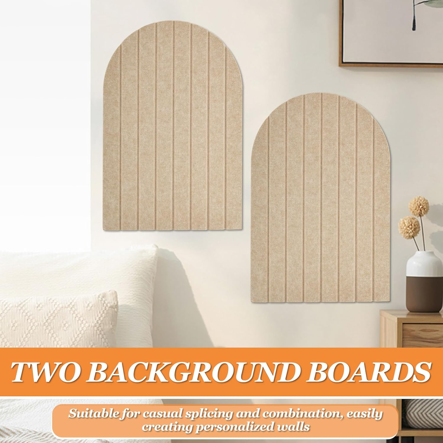 2Pcs 40X60Cm Arch Felt Bulletin Board Drill Free Installation Decorative Felt Pin Board with 9Mm Thickness for School Home Office Wall Decor(Camel Color) image number 1