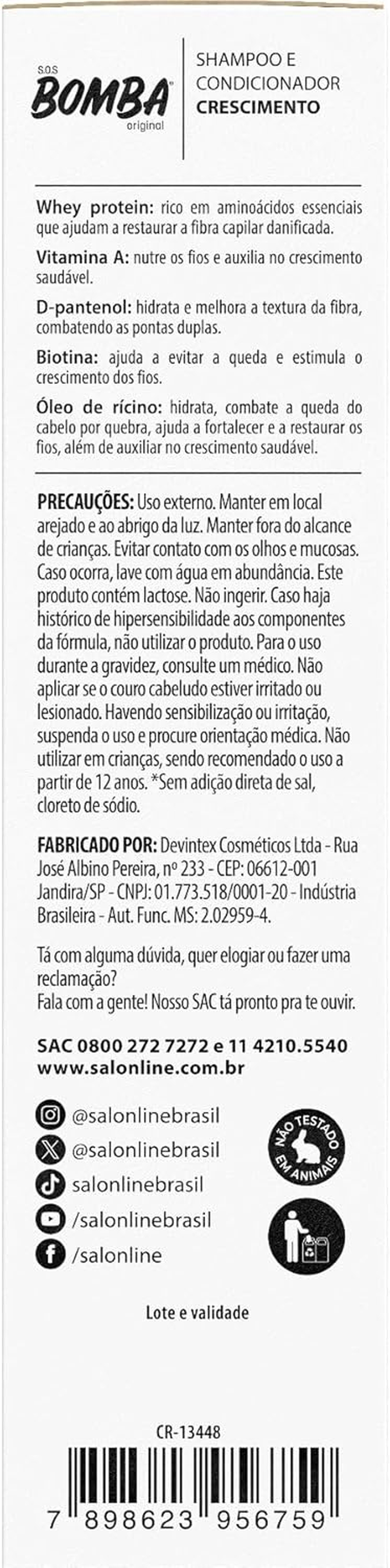 SALON LINE - S.O.S Bomba Original Original Shampoo & Conditioner Kit (200Ml X 2) image number 6