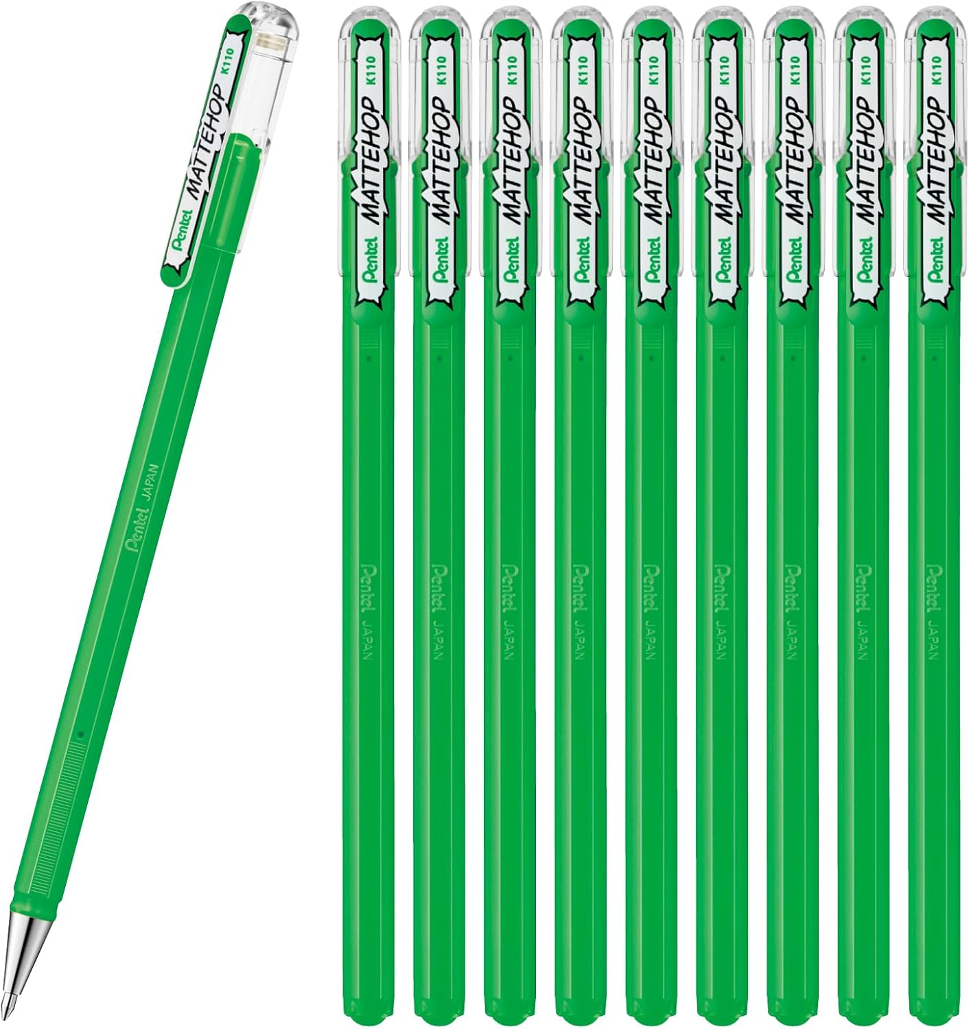 Pentel Color Ballpoint Pen, Matte Hop, Green, 10 Count K110-VD - 7 Colors Original image number 4