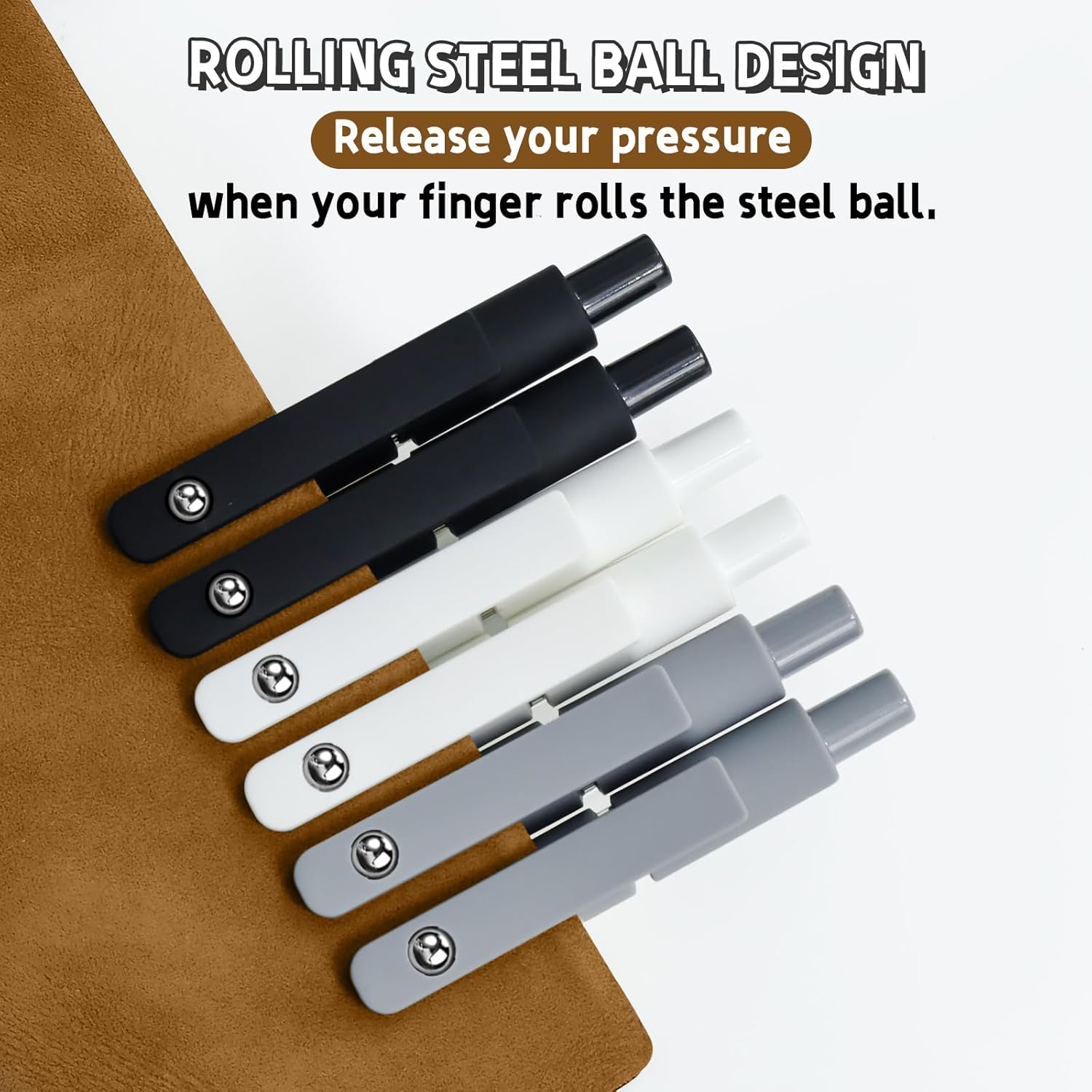 UIXJODO 6 Pcs Gel Pens 0.5Mm Quick Dry Black Ink Pens Fine Point Smooth Writing Pens, Cute Office and School Supplies Gifts for Women Teacher Students (6 Pcs Black White Grey Silver) - 6 Pcs Morandi Gold image number 3