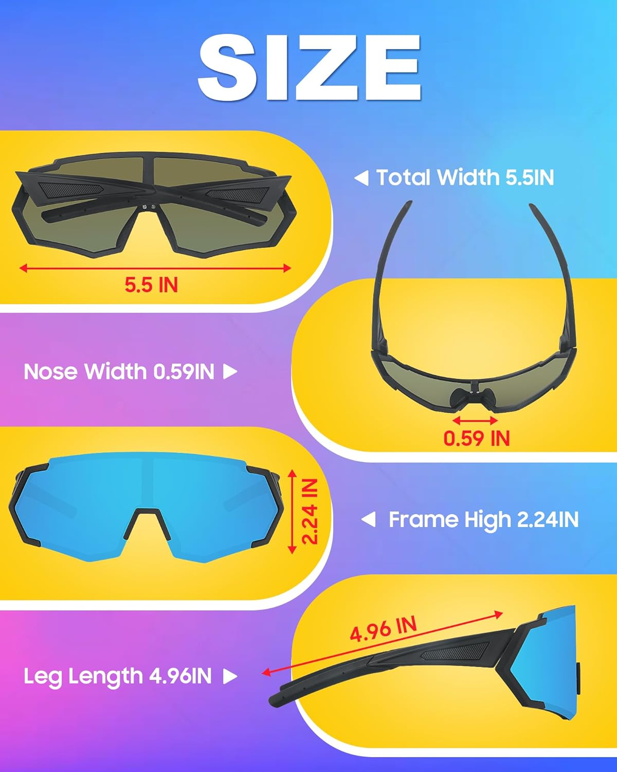 Cycling Glasses for Mens Polarised Sports Sunglasses UV400 Protection Outdoor Bicycle Motorbike Driving Fishing Dirt Bike Accessories for Men Womens image number 4