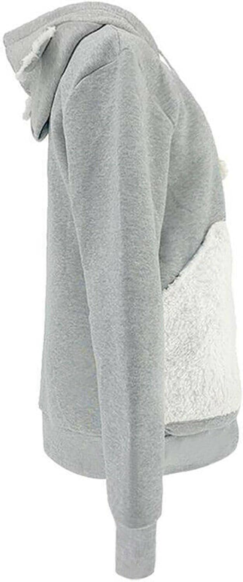 Perfeclan Pet Pouch Hoodie Dog Cat Holder Carrier Sweatshirt Fleece Big Pouch Pullover for Women - Gray image number 6