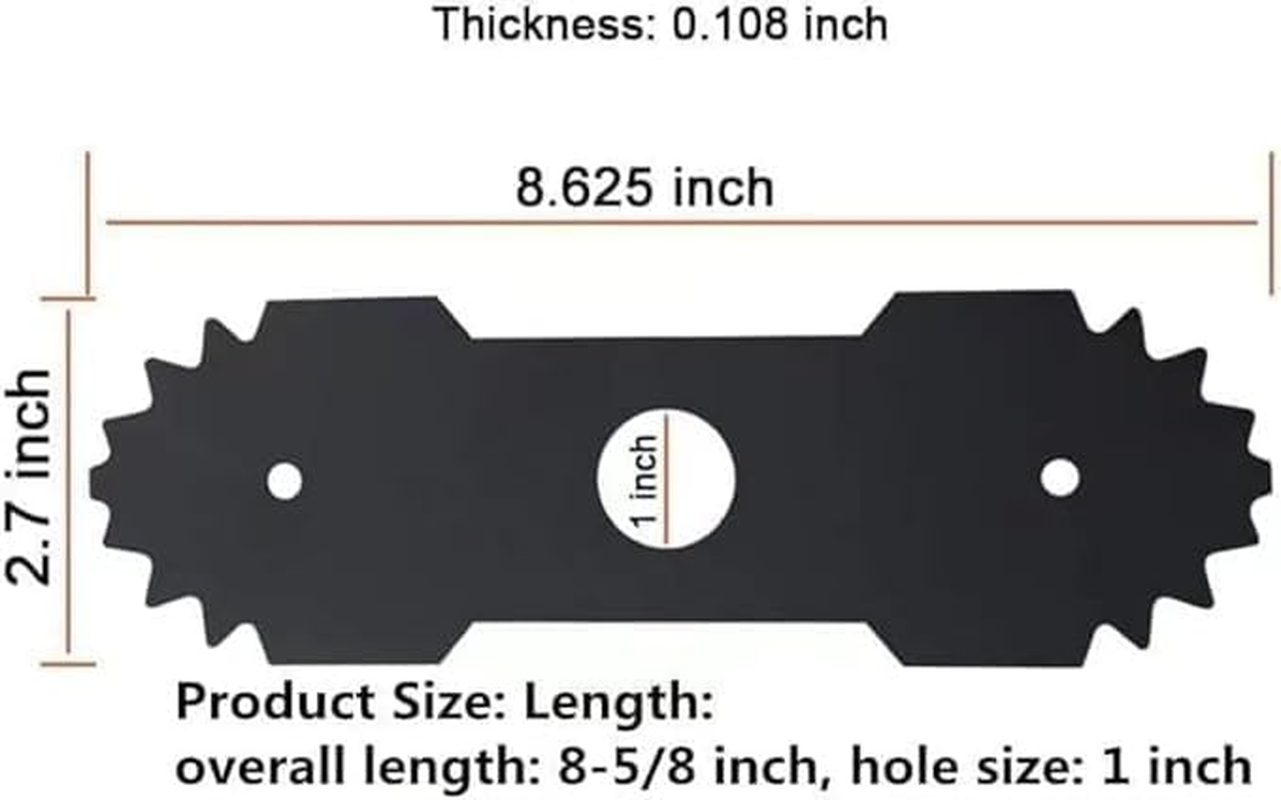 2 Pcs Lawn Mower Edger Blades with Teeth Lawn Trimming Machine Blade Compatible with Ryobi Edger RY13050 RY13050A RY15518 RY40030 8-3/4" Length 1" Center Hole (Black) image number 3