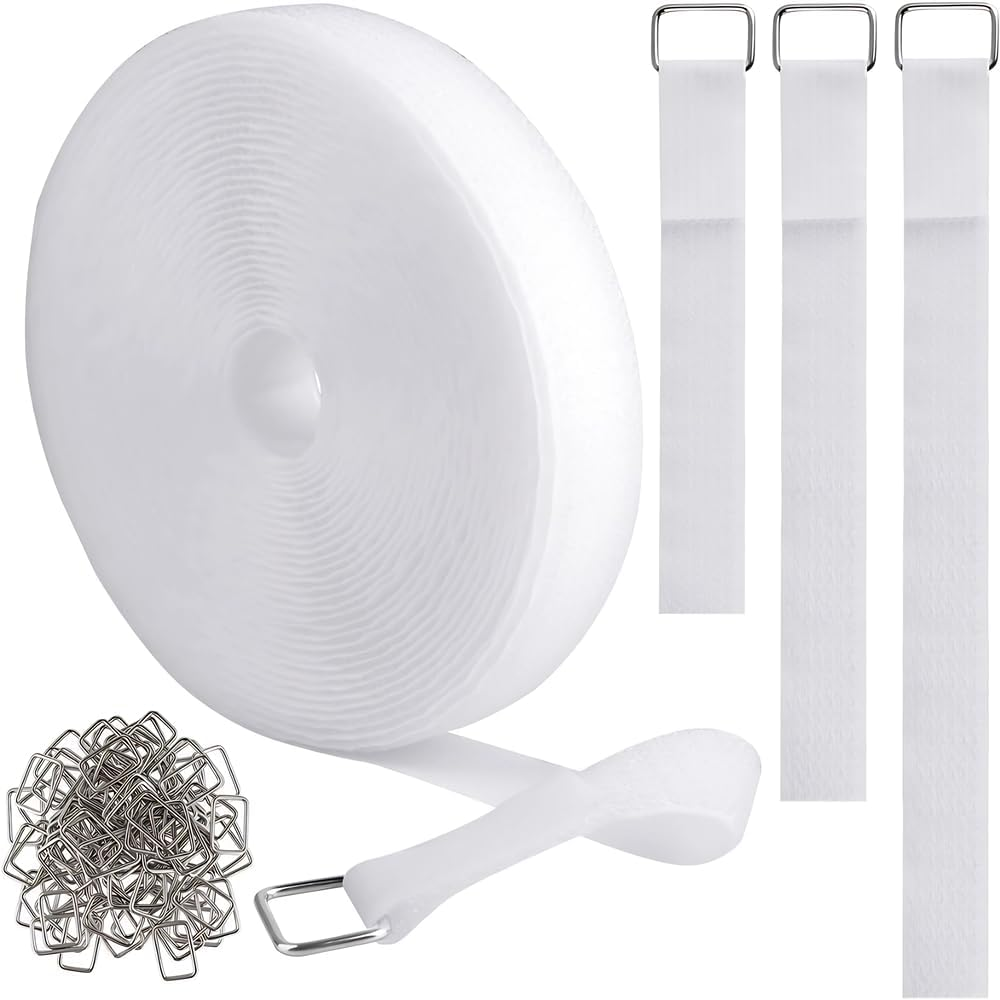 16.4Ft X 0.8In Adjustable Cable Straps with 25 Buckles, Free Cut Length, Black Reusable Fastening Cable Ties, Hook and Loop Securing Strap for Cable Tidy, Wire Management, Cord Organiser, Black