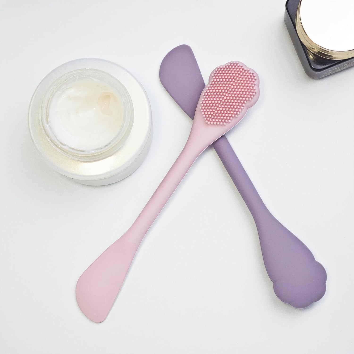 2 Pack Facial Cleansing Brush Set, 2-In-1 Cat Paw Silicone Face Scrubber. Used for Exfoliation, Massagem, Blackhead Removal, and Boby Lotion Application, Cleansing Skincare Tool (Pink/Purple) image number 4