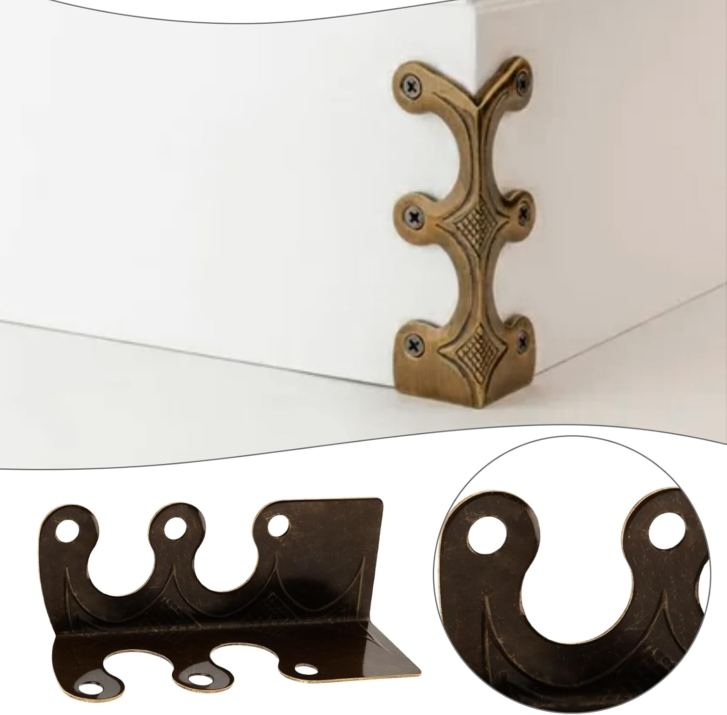 12Pcs Metal Corner Protectors Baseboard with Screws for Furniture Living Room Office and Jewelry Gift Packaging 4.8X2.9X2.1Cm Bronze image number 3