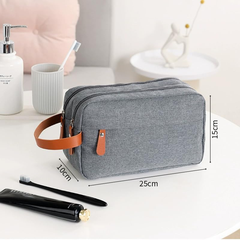 Travel Toiletry Shaving Bag for Men, 1Pc Water Resistant Oxford Cloth Shave Hanging Dopp Kit,Water Resistant Canvas Shaving Bag Toiletry Bag,Oxford Cloth Toiletry Bag Shave Bags,Grey image number 3