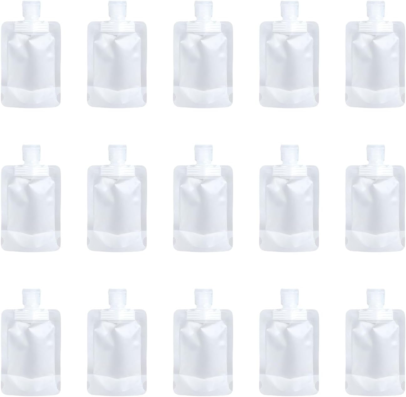 EOMECUIGAO Travel Toiletries Pouches 15 PCS Portable Refillable Stand up Pouch 100ML for Shampoo, Conditioner, Lotion, Liquids image number 5