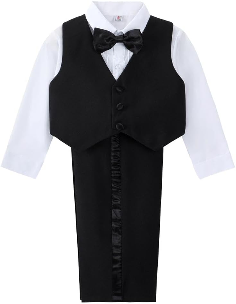Dressy Daisy Baby & Toddler Boys Tuxedo Suits & Blazers Wedding Outfit Set Formal Occasions Smart Wear for 3 Months to Size 4, Black White Ivory image number 4