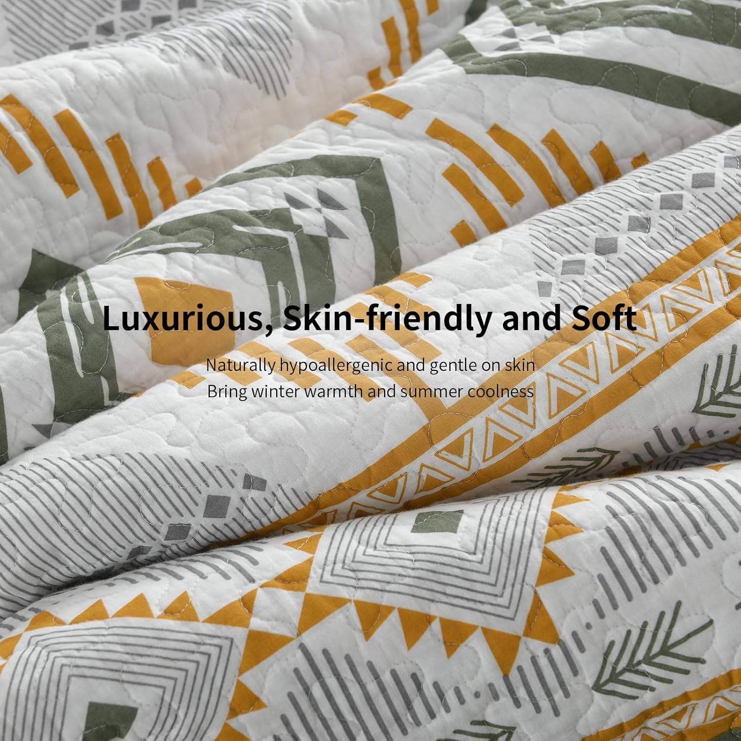 100% Cotton Quilted Bedspread Coverlet Set Queen Size, Lightweight Quilt with 2 Pillow Shams, Geometric Bedding Set Bed Blanket, Orange image number 3