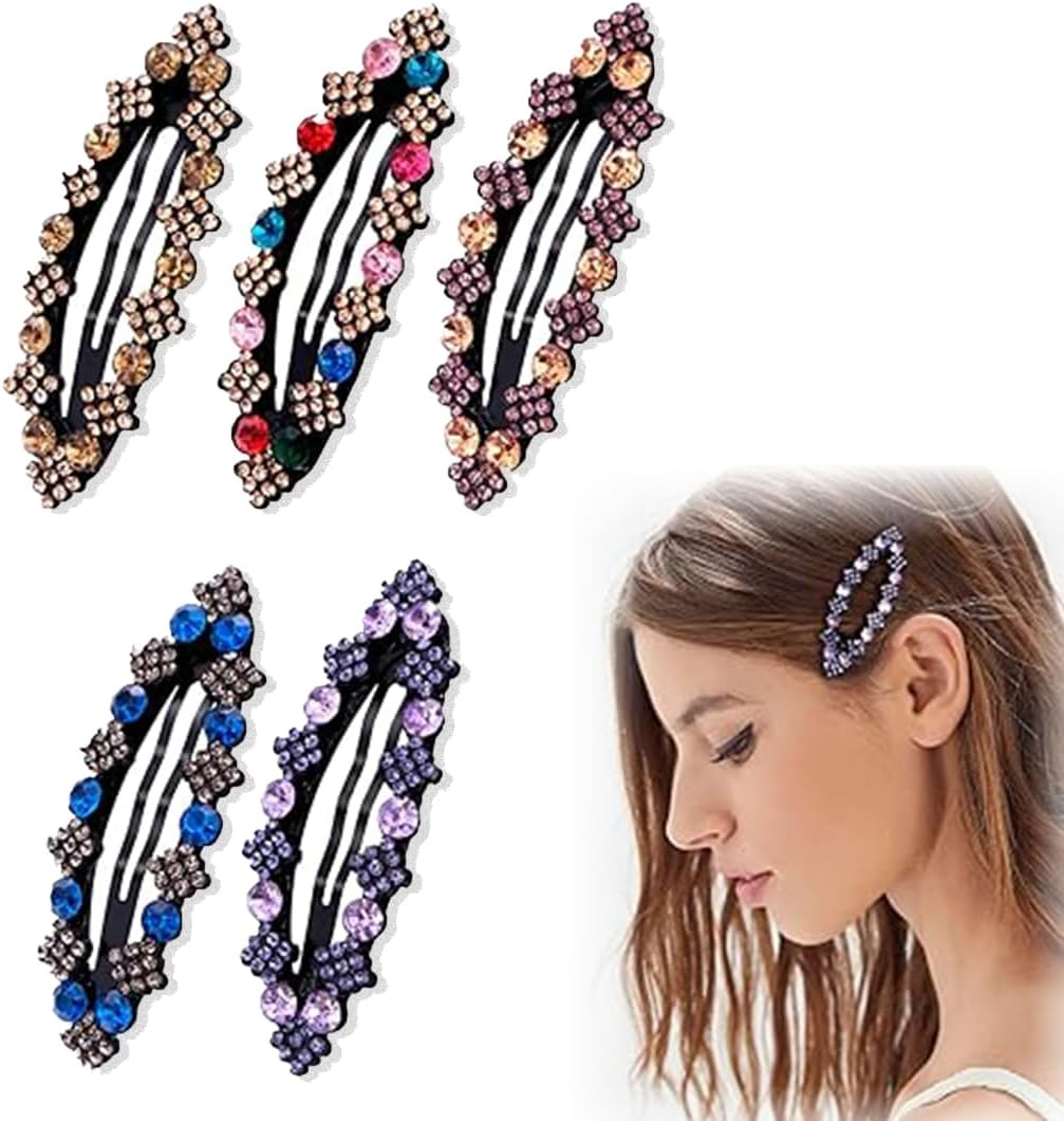 LAKJUOZ Women'S Hair Clips, Pack of 5, Rhinestone Snap Hair Clips, Shinny Bb Hair Clips, Glitter Hair Accessories, Snap Hair Clips, Women'S Hair Pins, Glitter Hair Clips image number 1