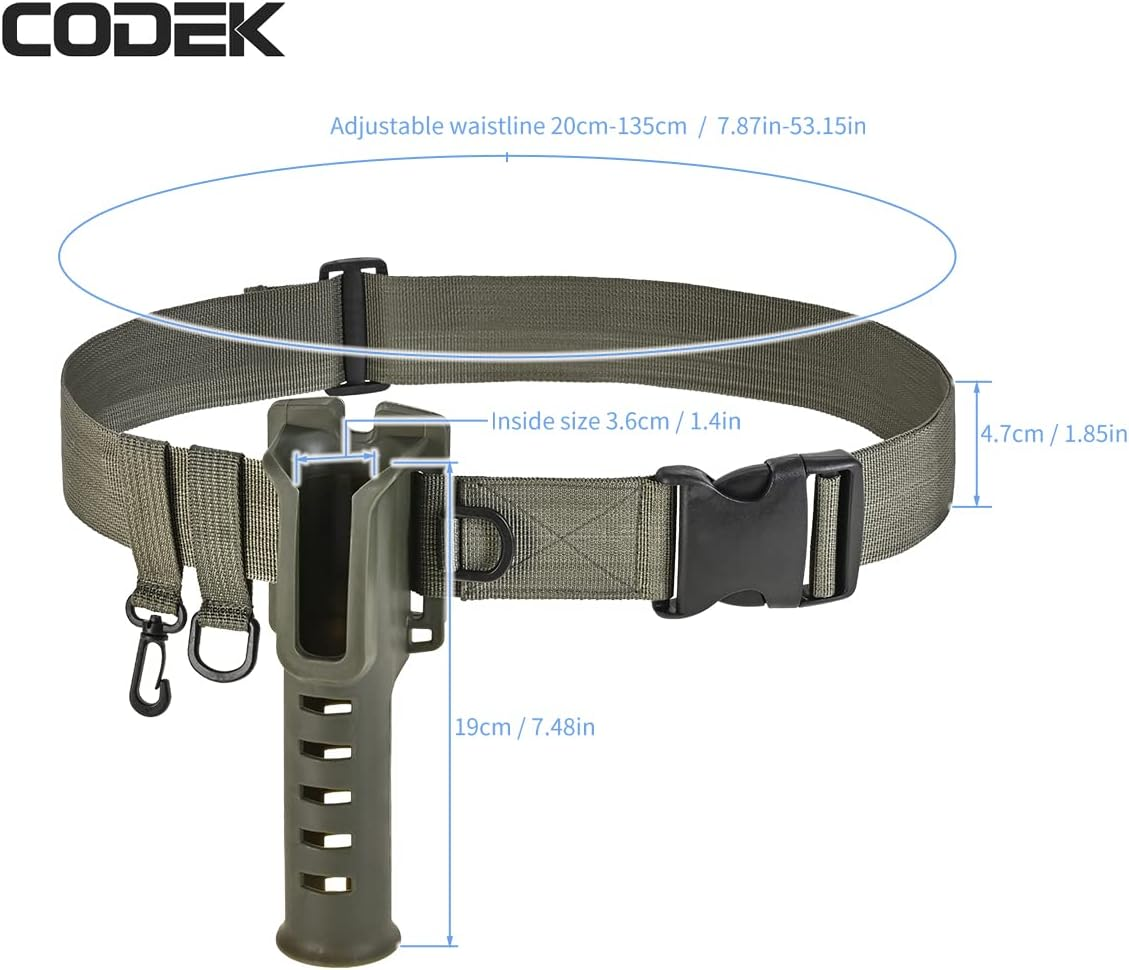 CODEK Fishing Waist Belt Rod Holder Adjustable Waist Wading Belts for Men with Portable Pole Inserter for Spinning Casting Reel Surf Kayak Fly Fishing Portable Fishing Gear Accessories Wader Strap image number 4