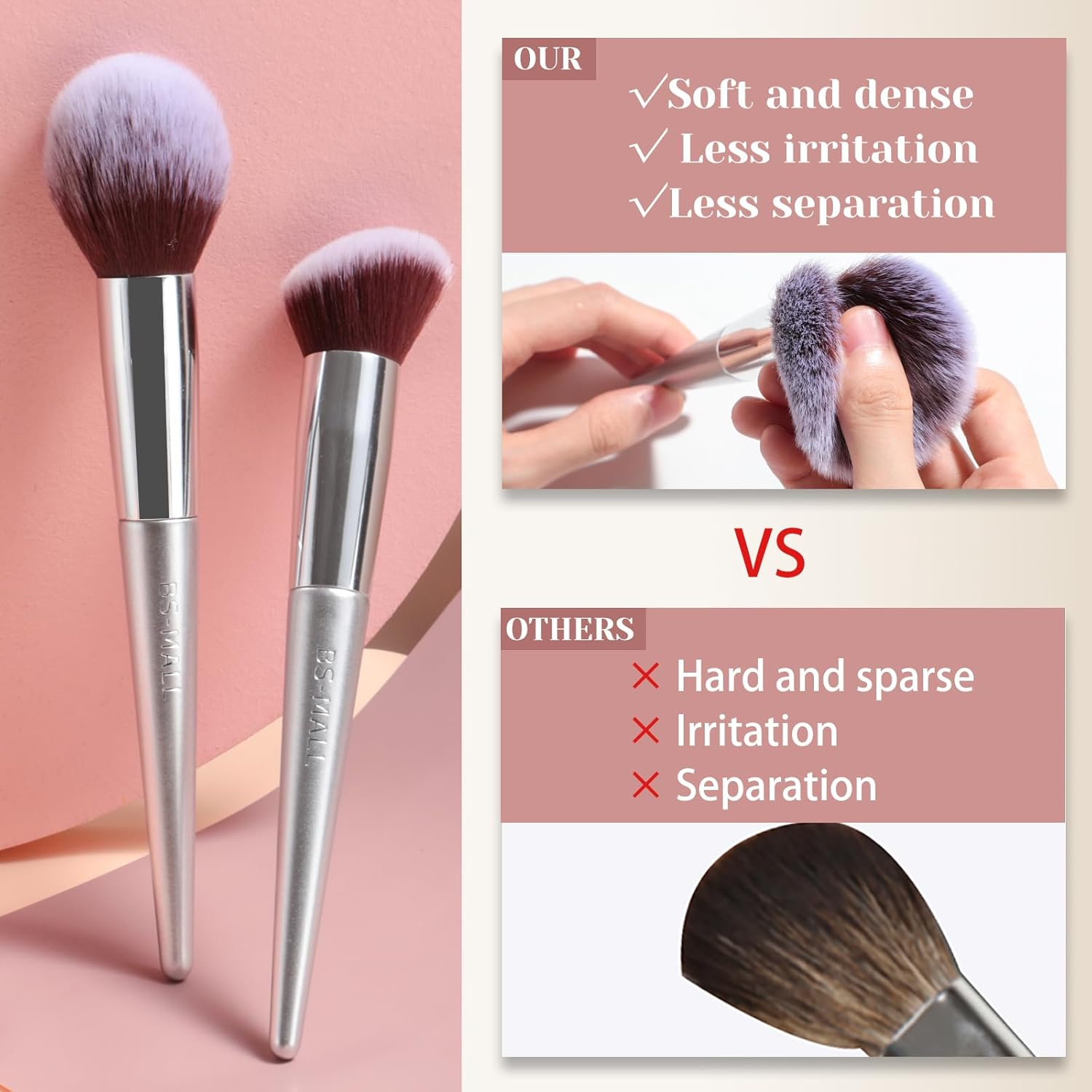 BS-MALL Makeup Brush Set 18 Pcs Premium Synthetic Foundation Powder Concealers Eye Shadows Blush Makeup Brushes with Black Case image number 5