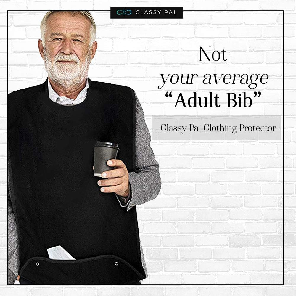 Adult Bibs for Women and Men | Senior Citizens Clothing Protector for Eating, Crafting, Cooking | Adults Bib Reusable and Washable (Black X 3Pk) image number 1