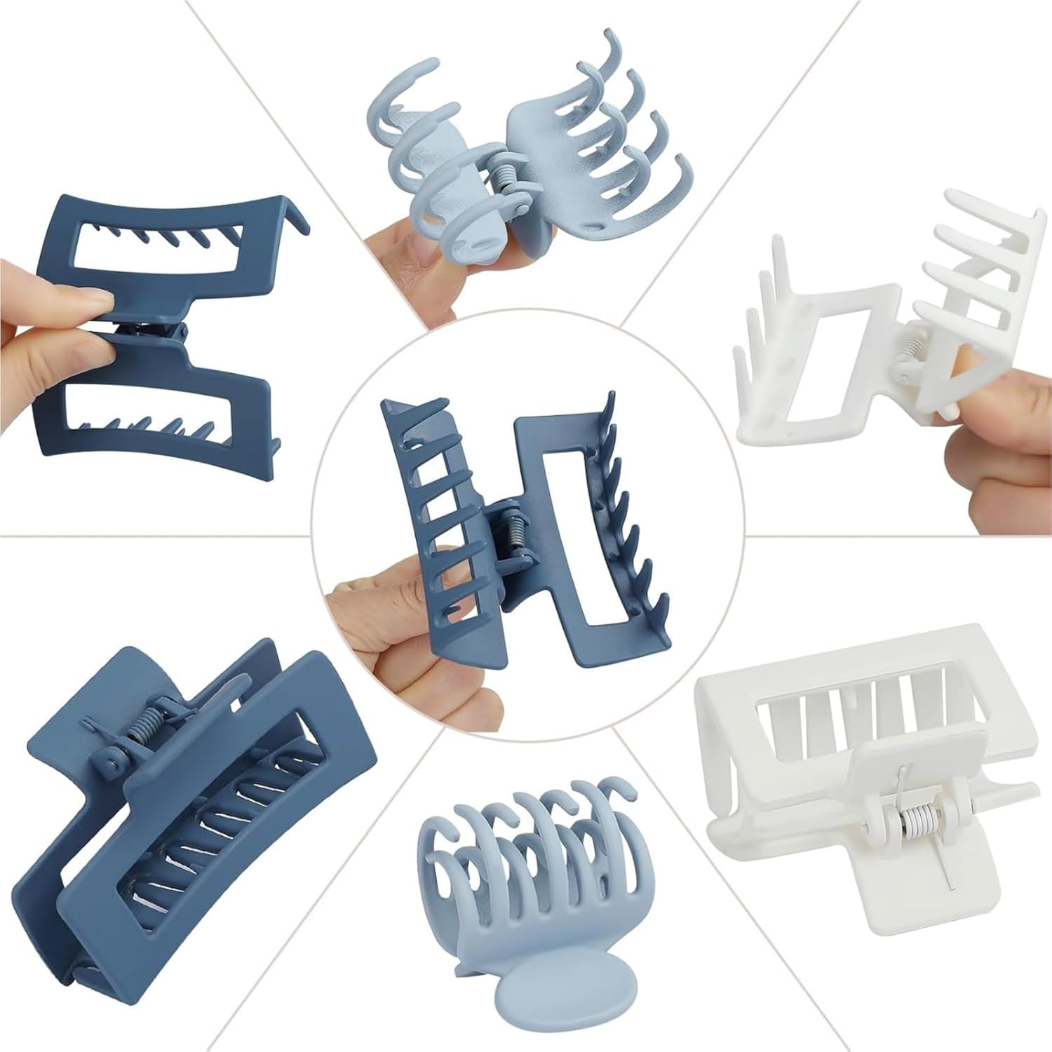 Hair Claws Set, 9 Pieces Hair Clips for Women, 3 Styles Medium Hair Claws, Rectangular, Square, for Fine and Thin Hair (9 Pieces Pattern B) image number 4