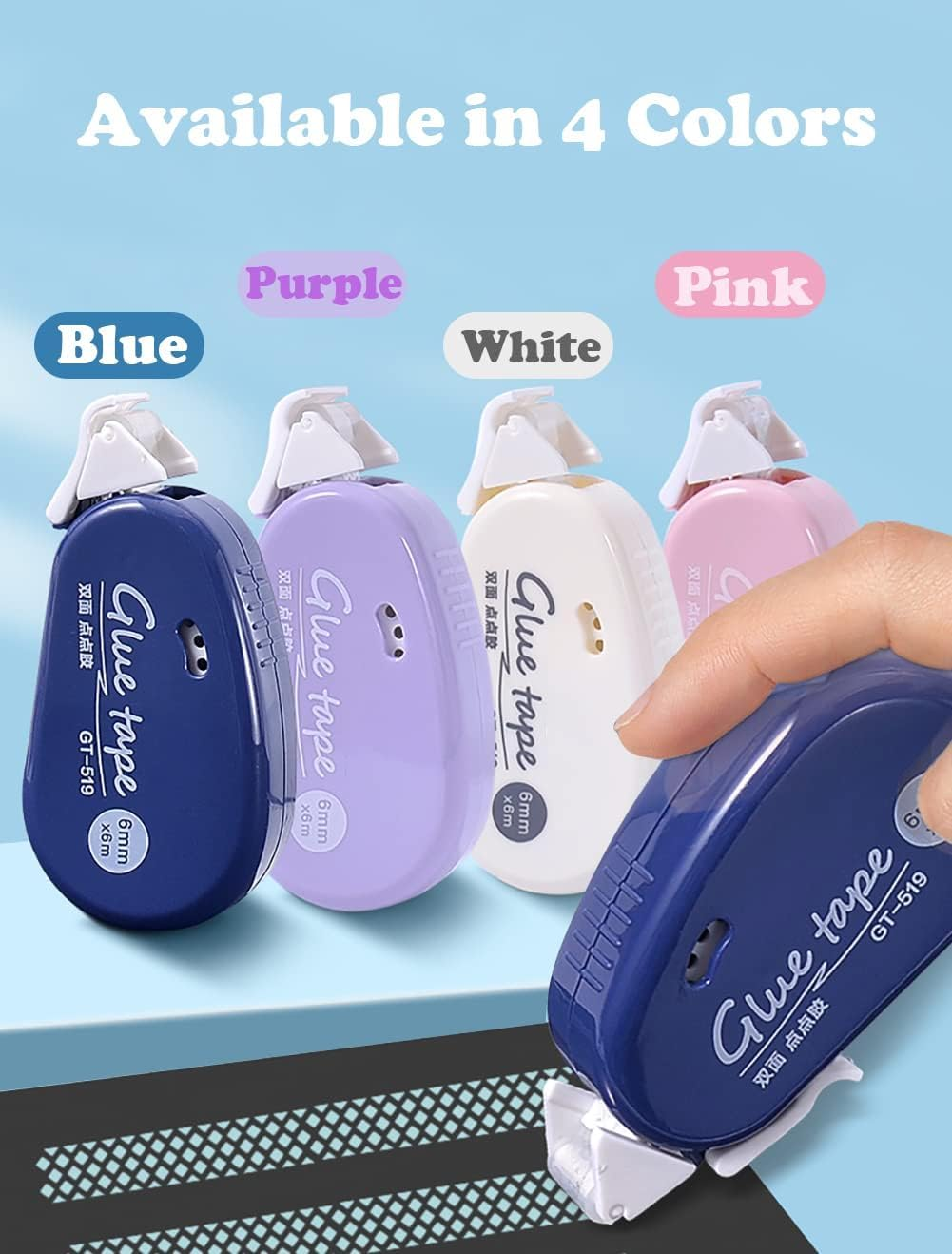 LEFAFA 4 Pack Double Sided Tape Roller, Scrapbook Journaling School Office Supplies Glue Tape Runner for Crafts, Gift Wrapping and Photo Tapes(6Mmx6M) (Classic) image number 5