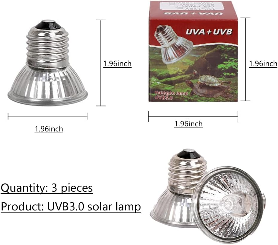 UVA UVB Reptile Light Bulbs, Heat Lamp Bulbs for Reptiles and Amphibians, Basking Light Bulb for Turtle, Bearded Dragon, Lizard Heating Use (3.0 25W 3-Pack) image number 2
