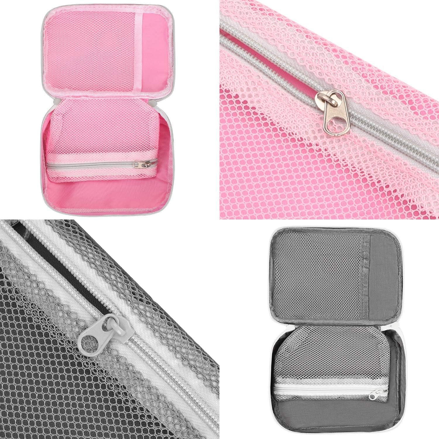 Liyquint 2Pcs Portable First Aid Bag - Mini Travel Medicine Pouch for Medication Storage, Small Empty Medical Organizer Pouch for Office, Emergency & Outdoor Essentials (Pink+Grey)