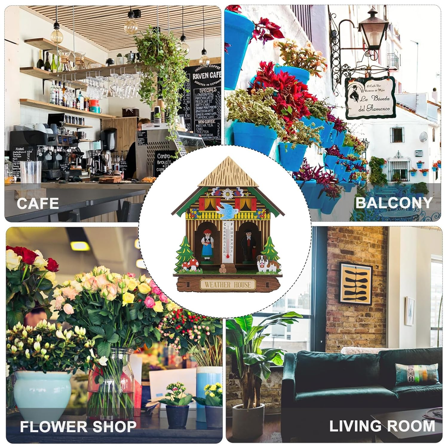 Totority Wall Thermometer Humidity Meter: Vertical Thermometer and Hygrometer - Temperature Humidity Gauge Meter for Indoor Outdoor Patio Garden image number 1