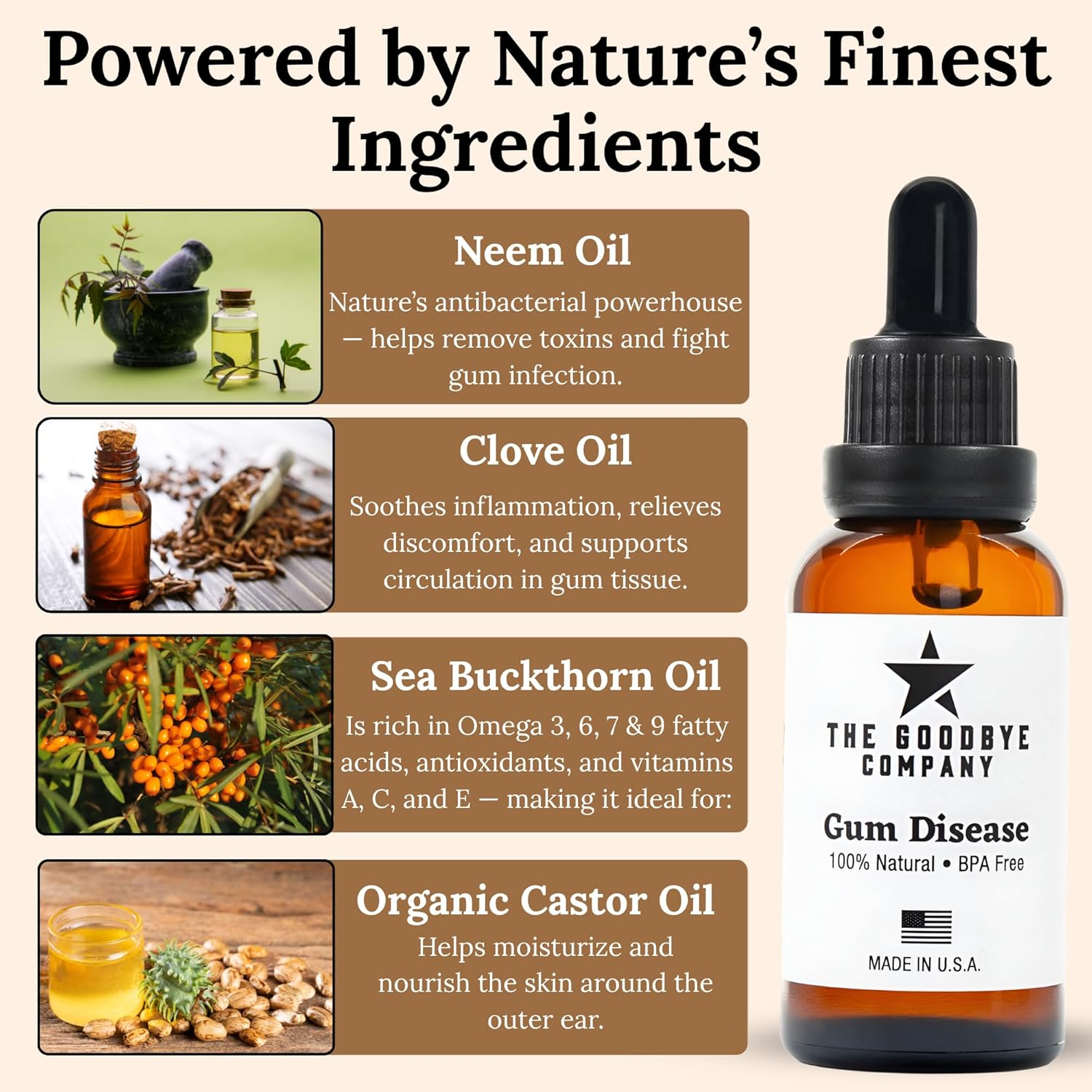 Goodbye Gum Disease - Organic Home Remedy for Oral Gum Disease | 100% Pure Neem and Clove Essential Oils for Oral Care | Effective and Natural Gingivitis Treatment image number 1