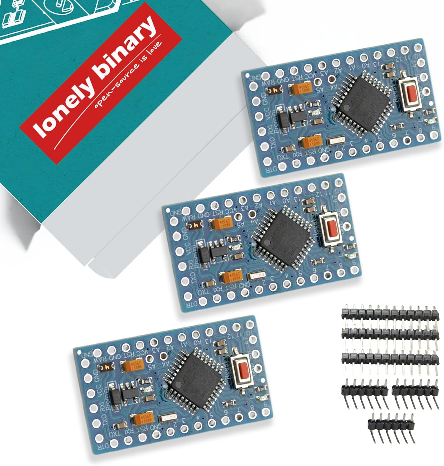 Lonely Binary 3-Pack Pro Mini Atmega328P 5V 16Mhz Development Boards Compatible with Arduino IDE image number 1