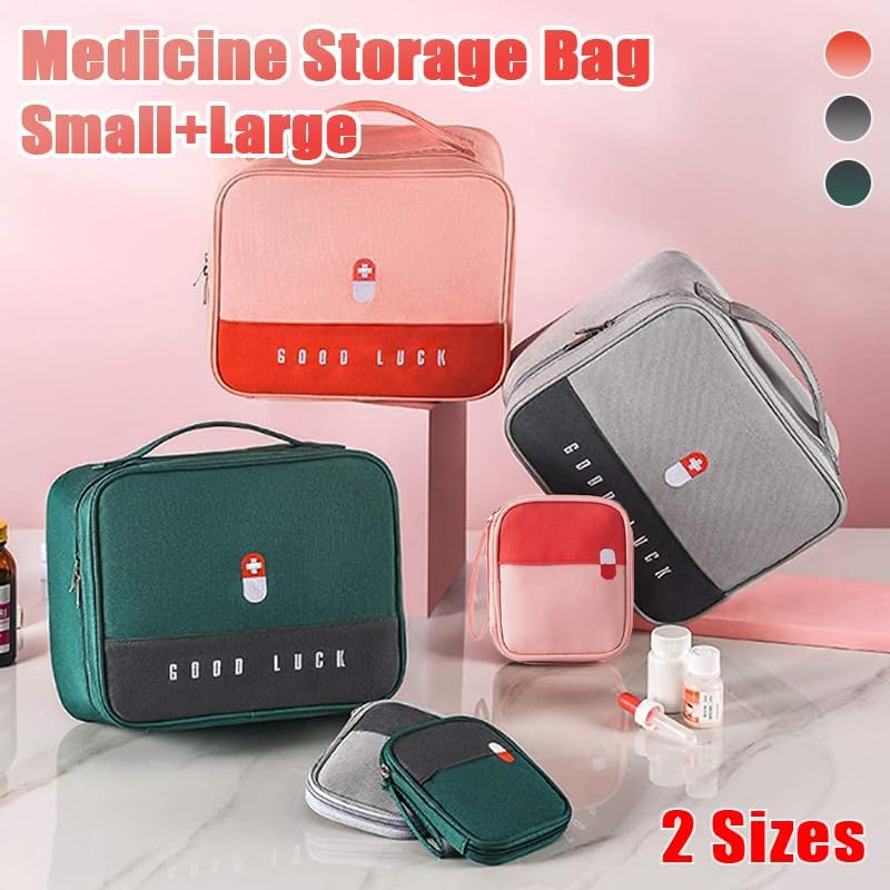 AIMALL Layered Large-Capacity Medicine Box Aid Kit Storage Bag, Waterproof Oxford Cloth, Multiple Pockets for Emergency Kit, Available in Green, Pink, Grey - Grey image number 6