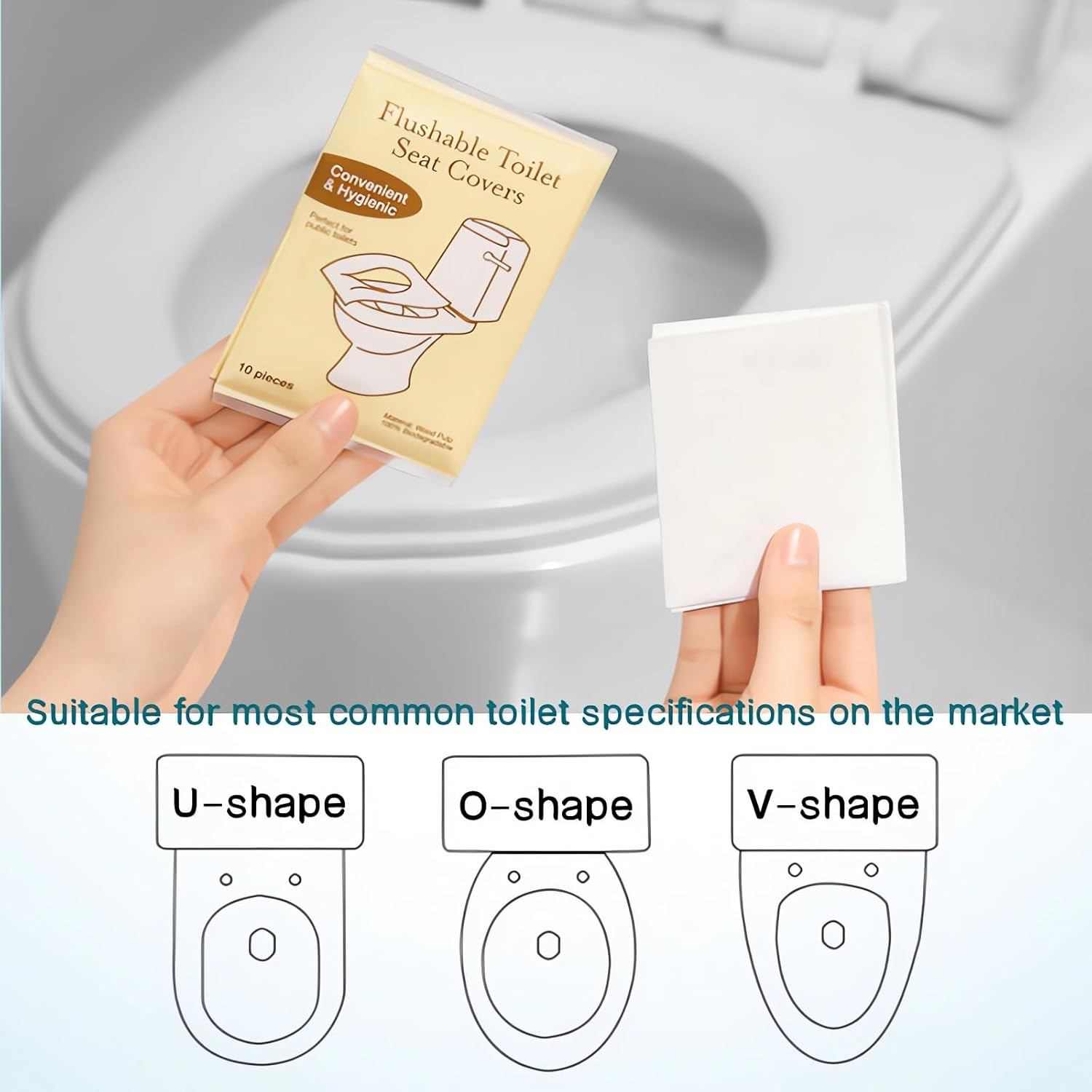 100PCS Toilet Seat Covers Disposable, Disposable Paper Toilet Seat Cover Waterproof and Non Slip Individually Wrapped, Biodegradable，For Travel Public Restrooms, Airplane, Camping image number 3