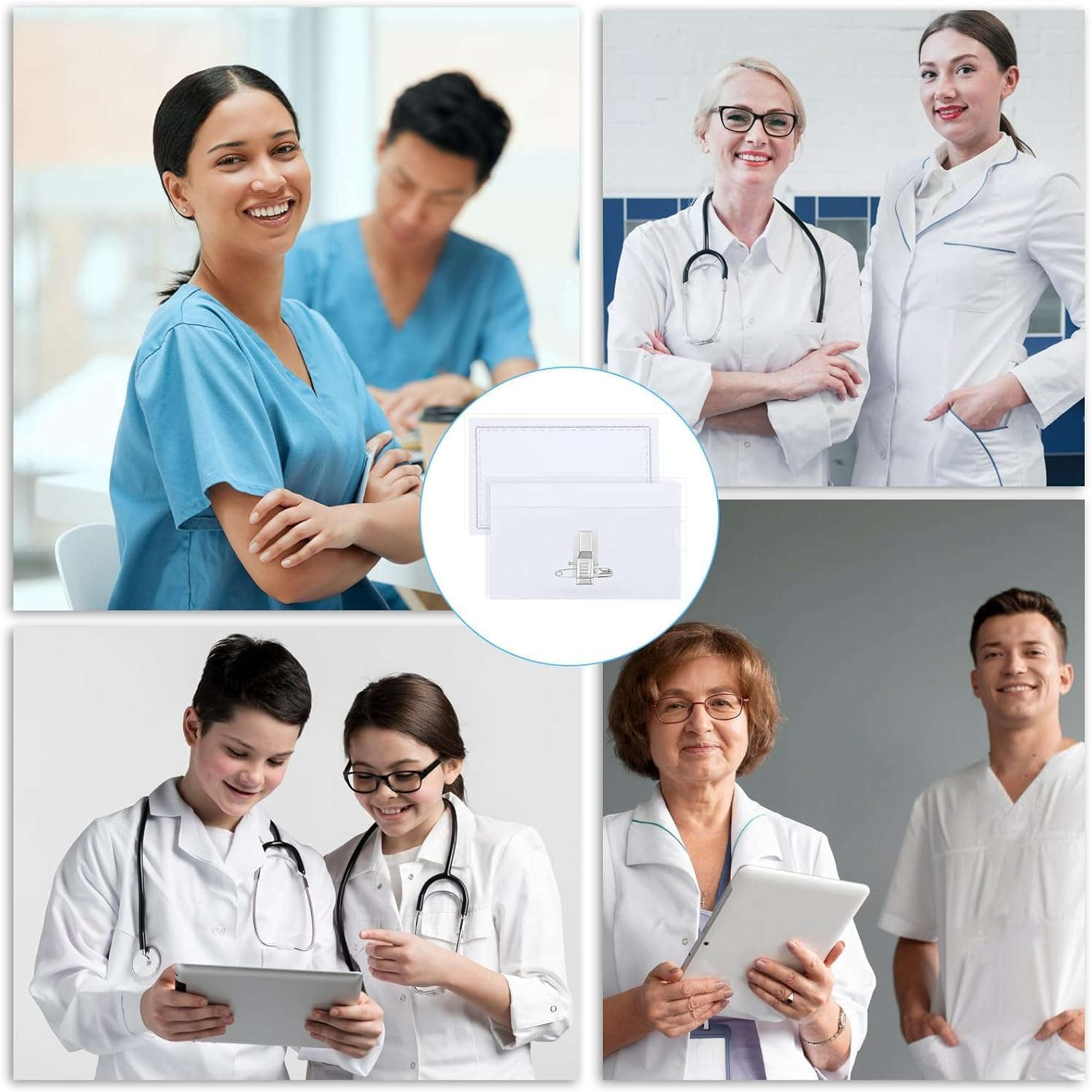 UPAUS 50PCS Pin Style Name Badge Holders, 9X5.6Cm Transparent Name Tags with Clip and Pin, Clear Plastic Name Tag Holder, Horizontal Id Card Holders for Meeting Seminar Show Event and Conference image number 3