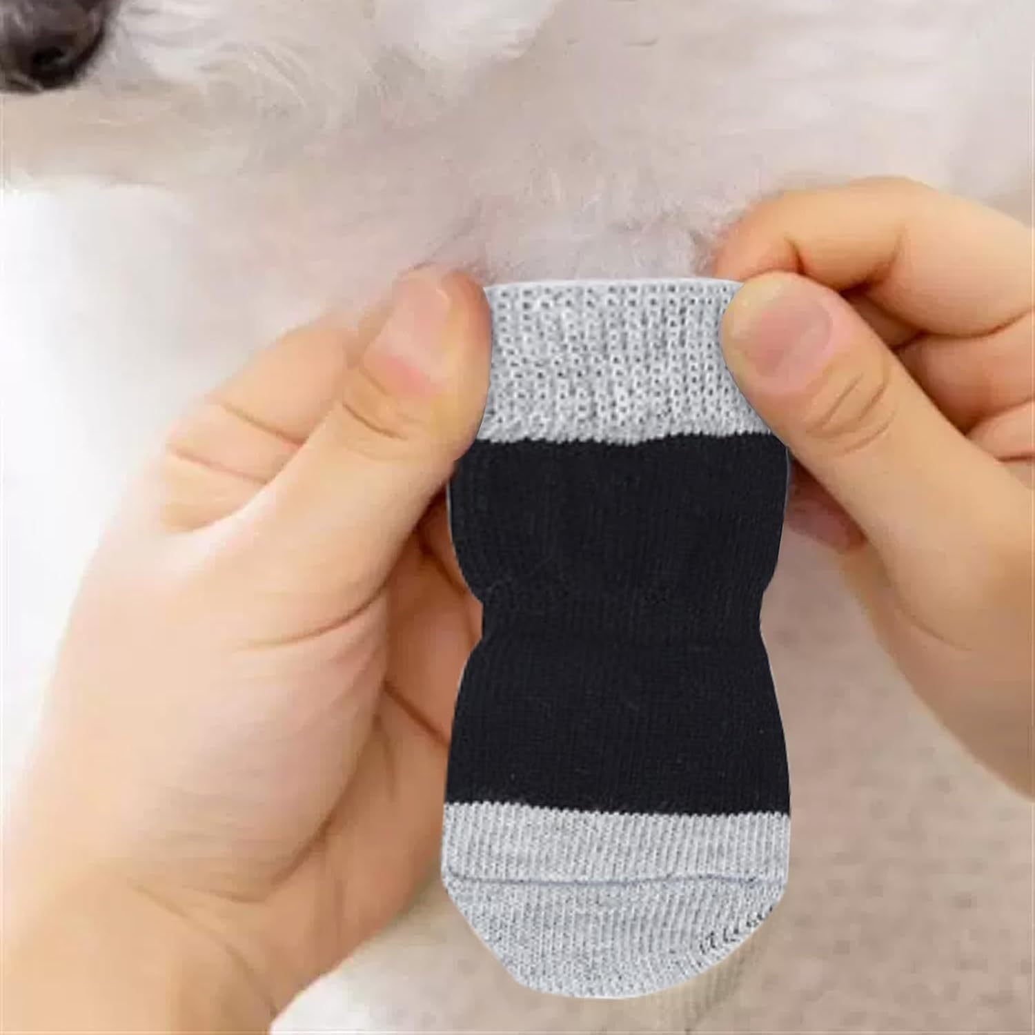 DHWEKU Indoor Non-Slip Socks for Dogs, Dog Socks, Non-Slip Socks, Dog, Soft Pet Protection, Improve Your Dog'S Grip, 2 Pairs, Black (L) image number 4