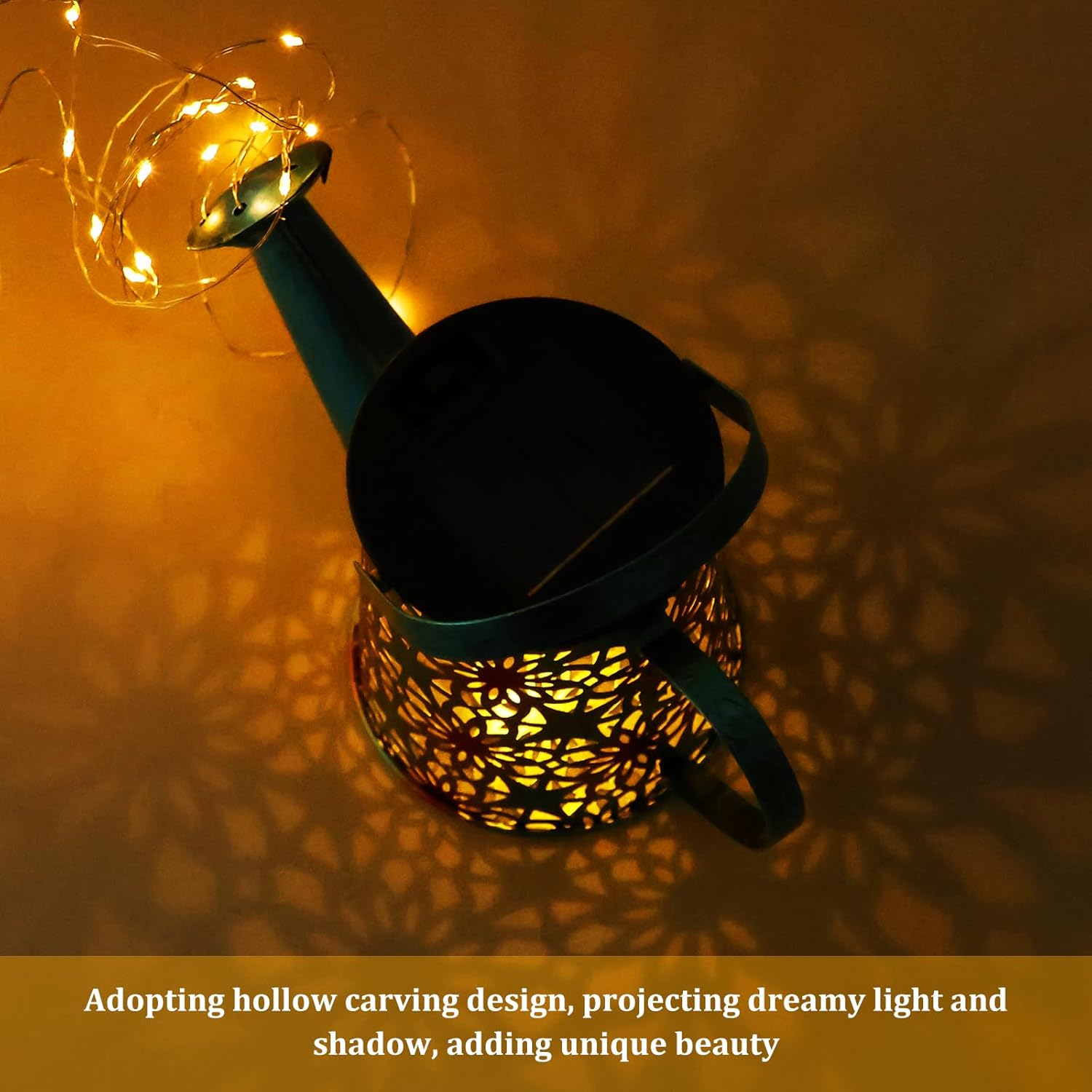 Solar Watering Can Light Solar Garden Lights Waterproof Rustproof Retro Metal Hanging Solar Lantern Outdoor Decor with Shepherd Hook with 2 Modes for Garden Porch Lawn Driveway Backyard Pathway image number 4