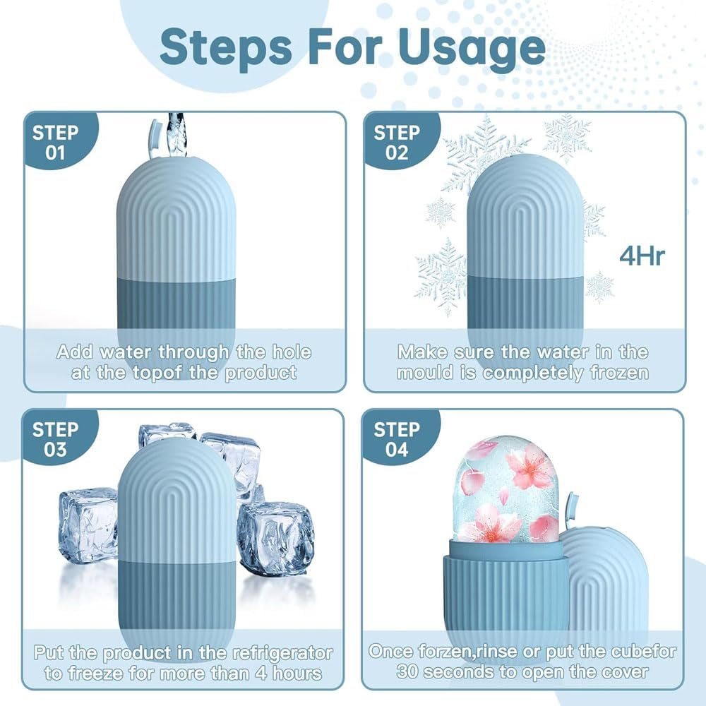 Silicone Rose Ice Roller for Face Ang Eye Reusable Ice Cube Massager for Puffiness, Wrinkles Ang Pores, Cooling Skin Care Tool to Improve Elasticity Angreduce Dark Circles